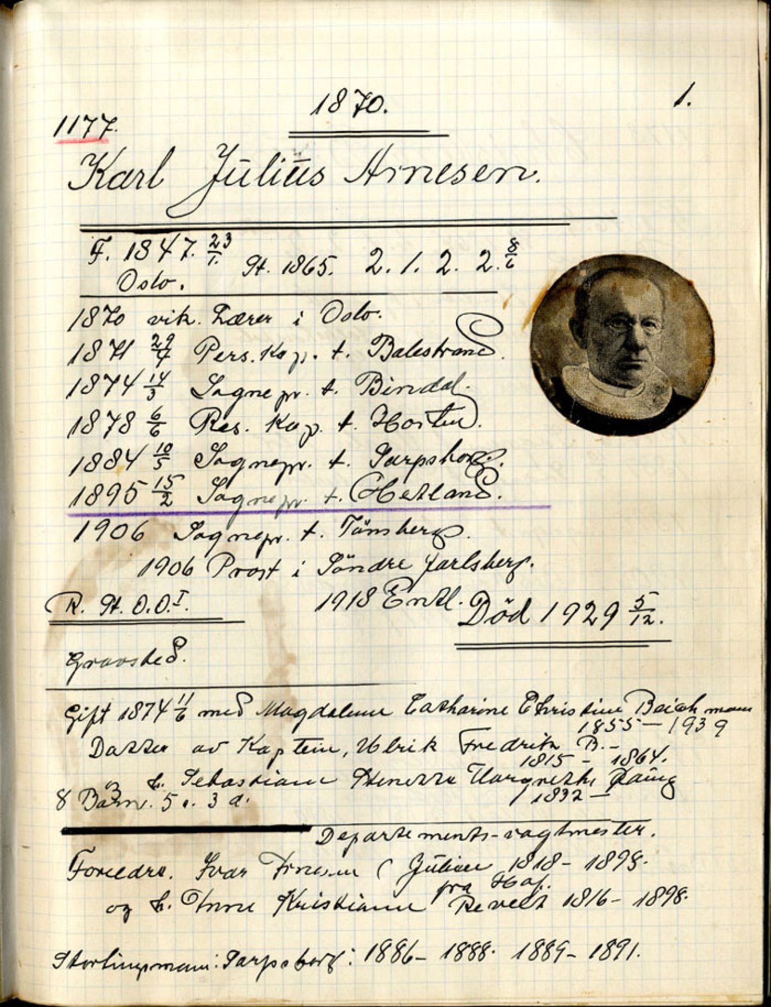 Stendal, Gunnar - samlinger til norsk prestehistorie, AV/SAB-SAB/PA-0052/01/L0003: Norske teologer, 1870-1889