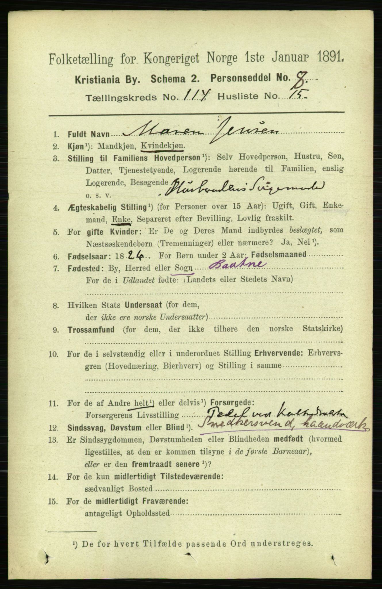 RA, 1891 census for 0301 Kristiania, 1891, p. 61258
