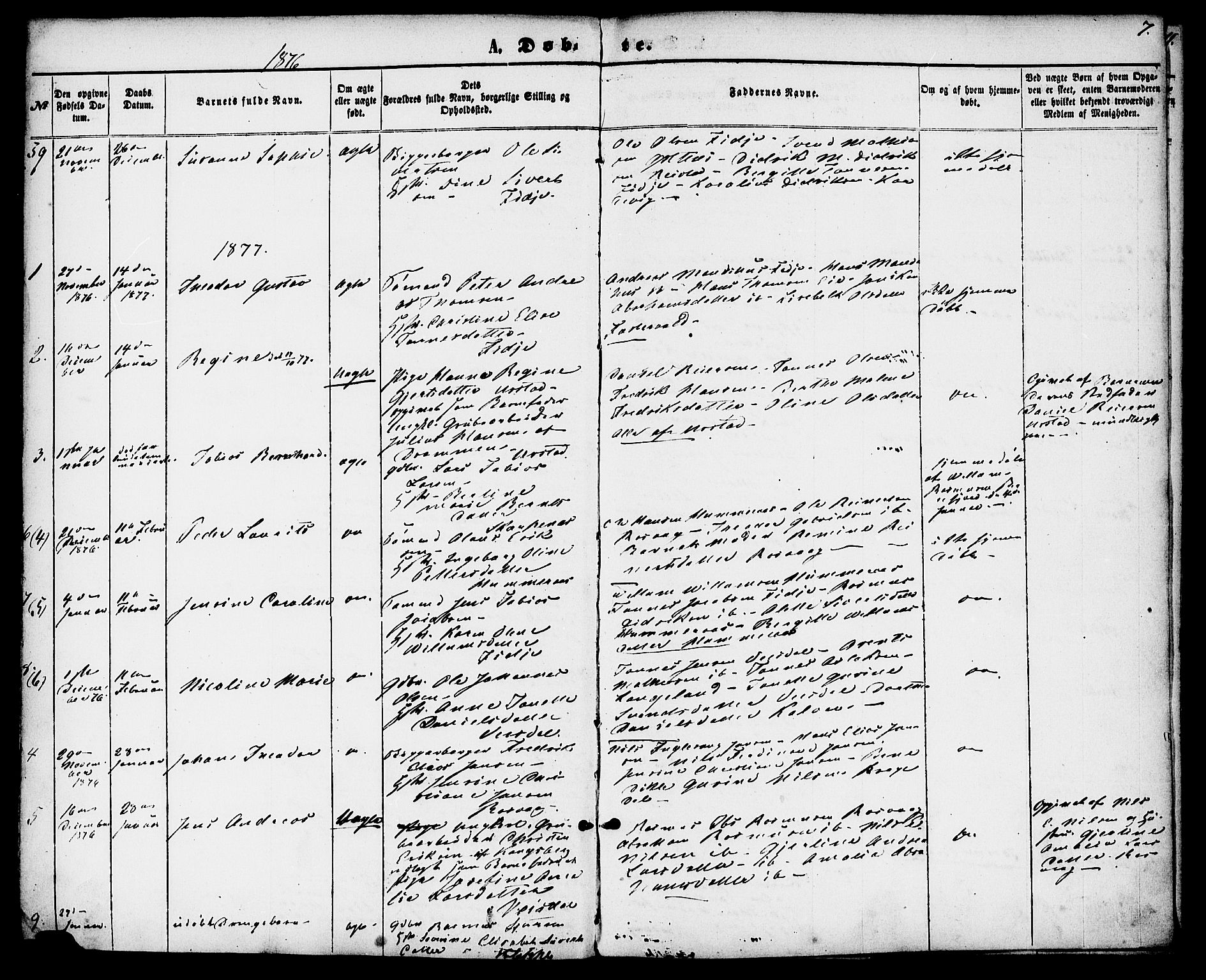 Flekkefjord sokneprestkontor, AV/SAK-1111-0012/F/Fa/Fab/L0005: Parish register (official) no. A 5, 1870-1886, p. 7