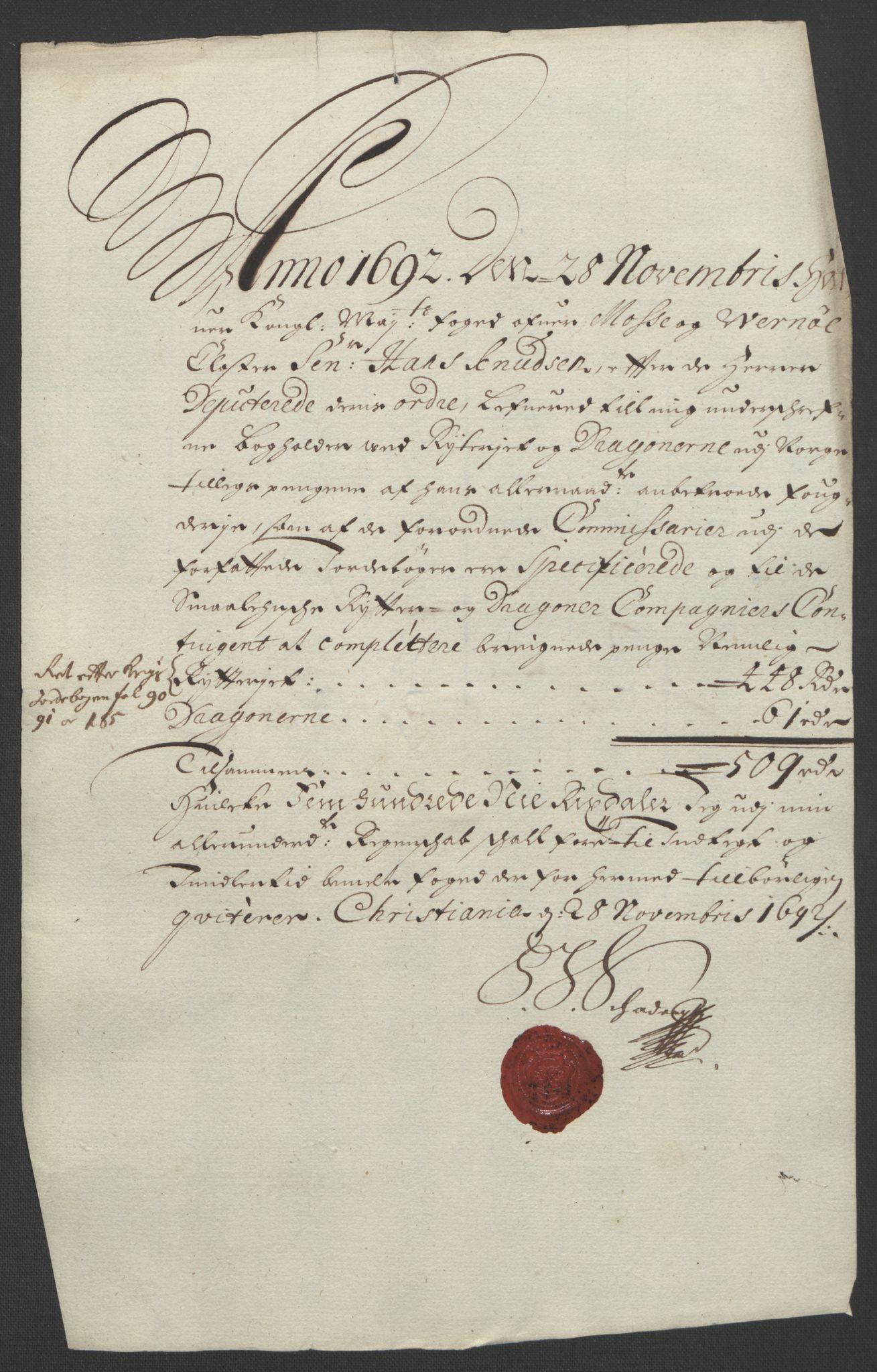 Rentekammeret inntil 1814, Reviderte regnskaper, Fogderegnskap, AV/RA-EA-4092/R02/L0108: Fogderegnskap Moss og Verne kloster, 1692-1693, p. 166