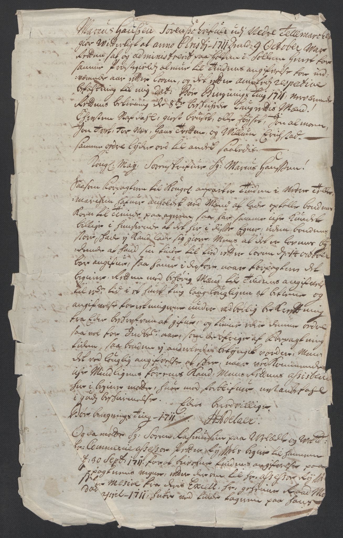 Rentekammeret inntil 1814, Reviderte regnskaper, Fogderegnskap, AV/RA-EA-4092/R36/L2120: Fogderegnskap Øvre og Nedre Telemark og Bamble, 1711, p. 31