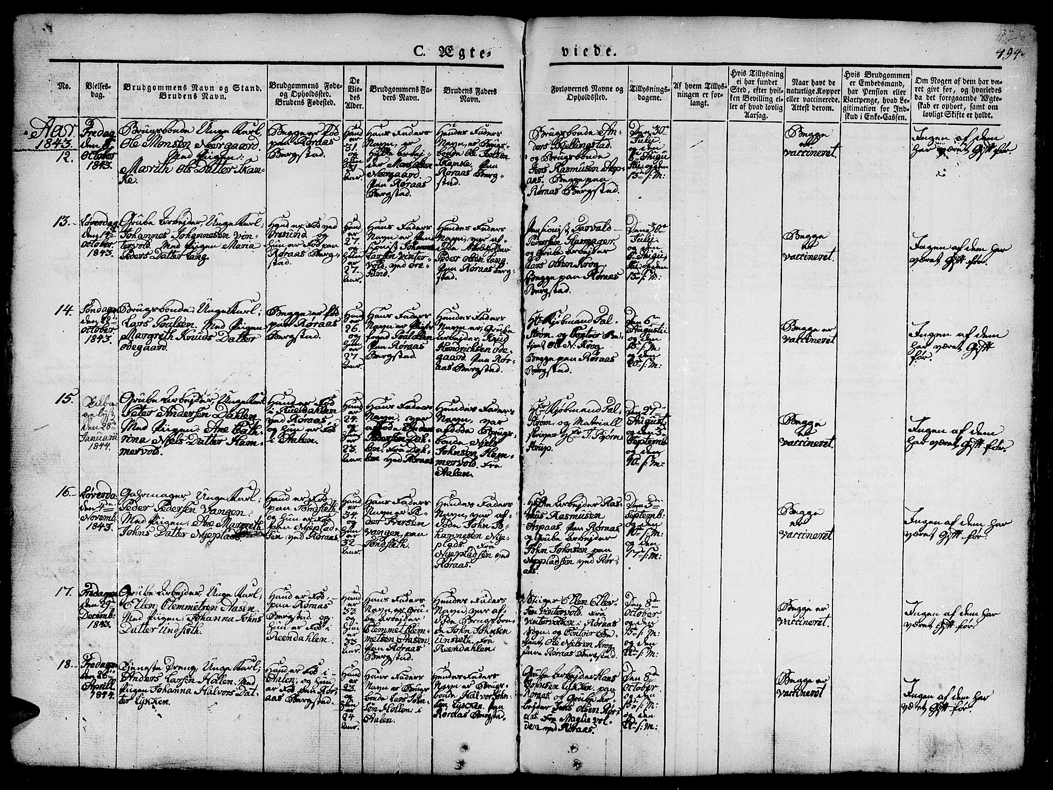 Ministerialprotokoller, klokkerbøker og fødselsregistre - Sør-Trøndelag, SAT/A-1456/681/L0939: Parish register (copy) no. 681C03, 1829-1855, p. 494