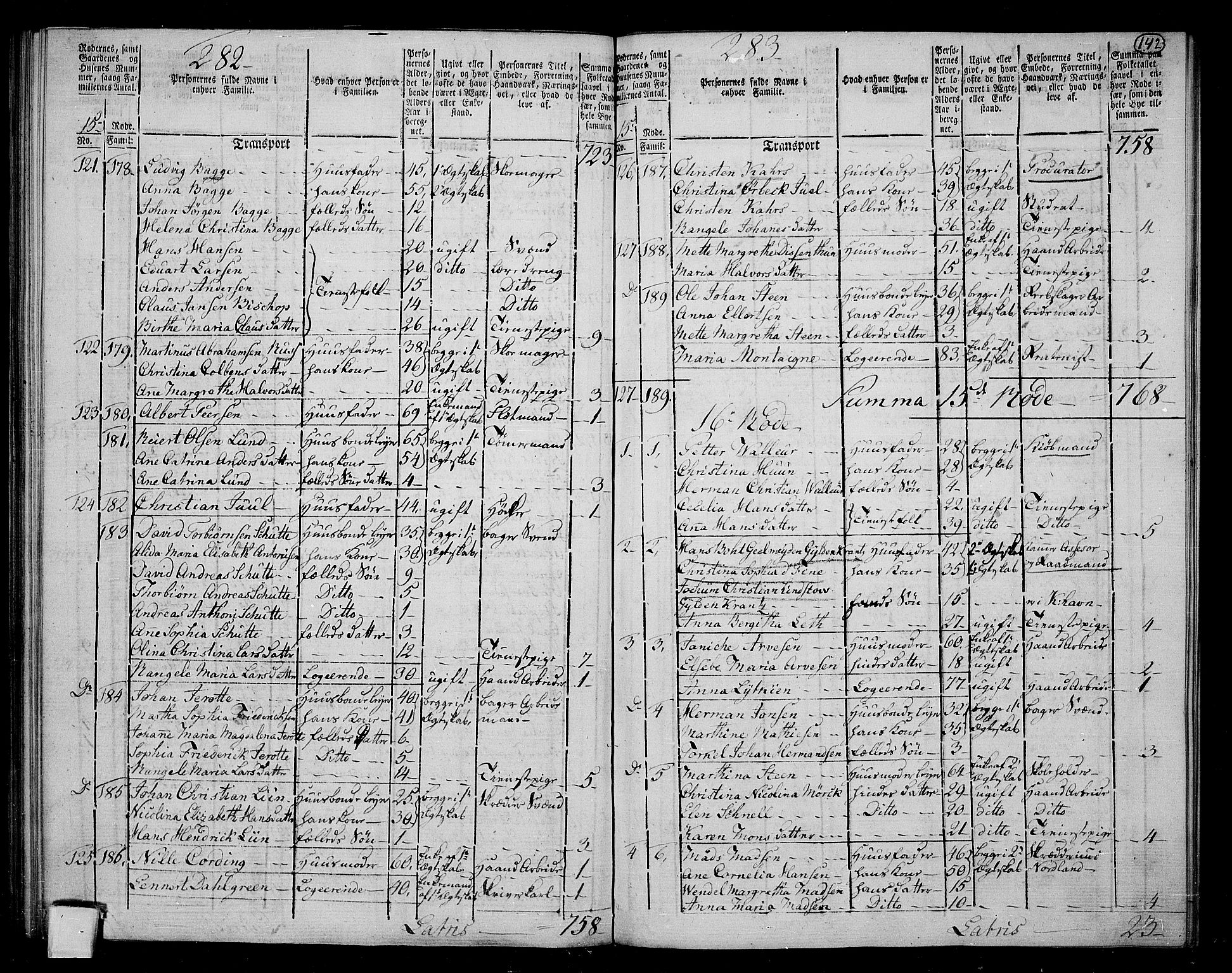 RA, 1801 census for 1301 Bergen, 1801, p. 141b-142a