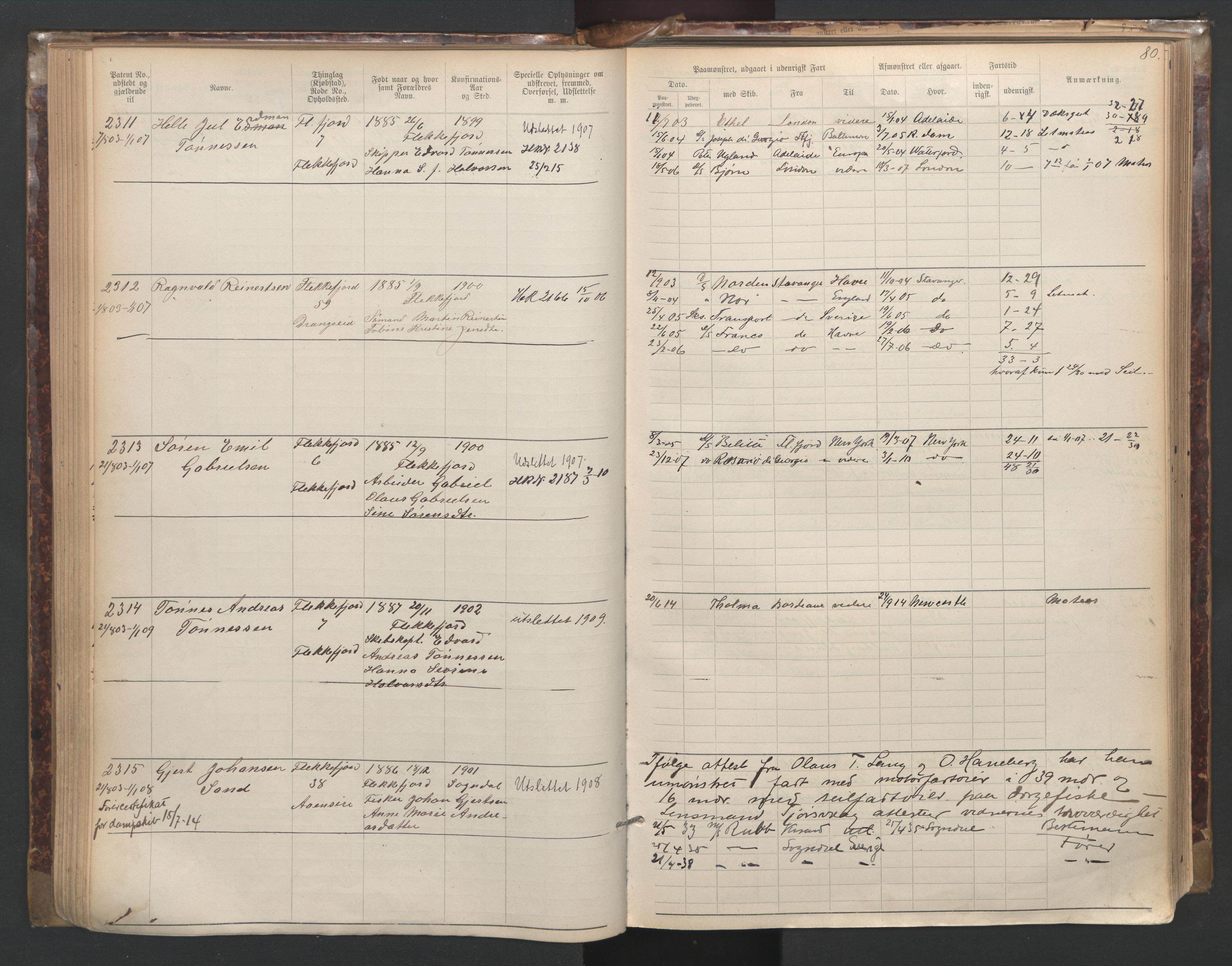 Flekkefjord mønstringskrets, AV/SAK-2031-0018/F/Fa/L0003: Annotasjonsrulle nr 1921-2963 med register, N-3, 1892-1948, p. 111