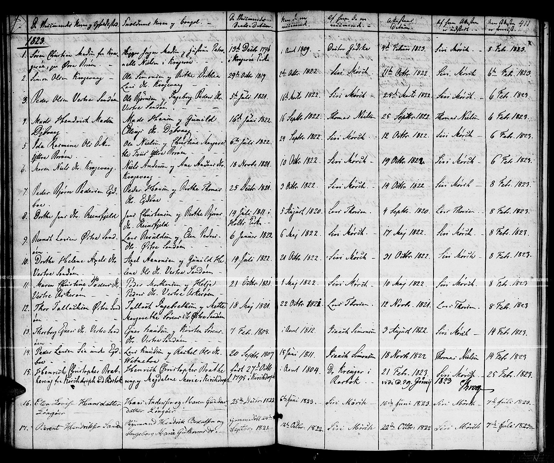 Dypvåg sokneprestkontor, SAK/1111-0007/F/Fa/Faa/L0002: Parish register (official) no. A 2/ 1, 1813-1824, p. 411