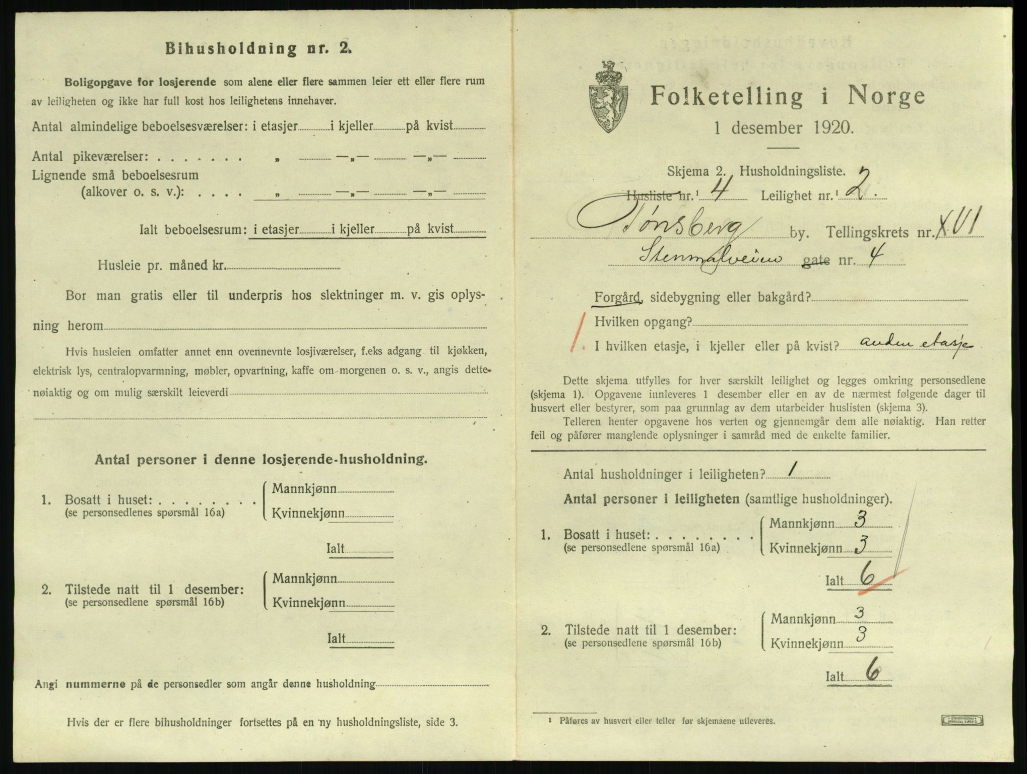 SAKO, 1920 census for Tønsberg, 1920, p. 6311