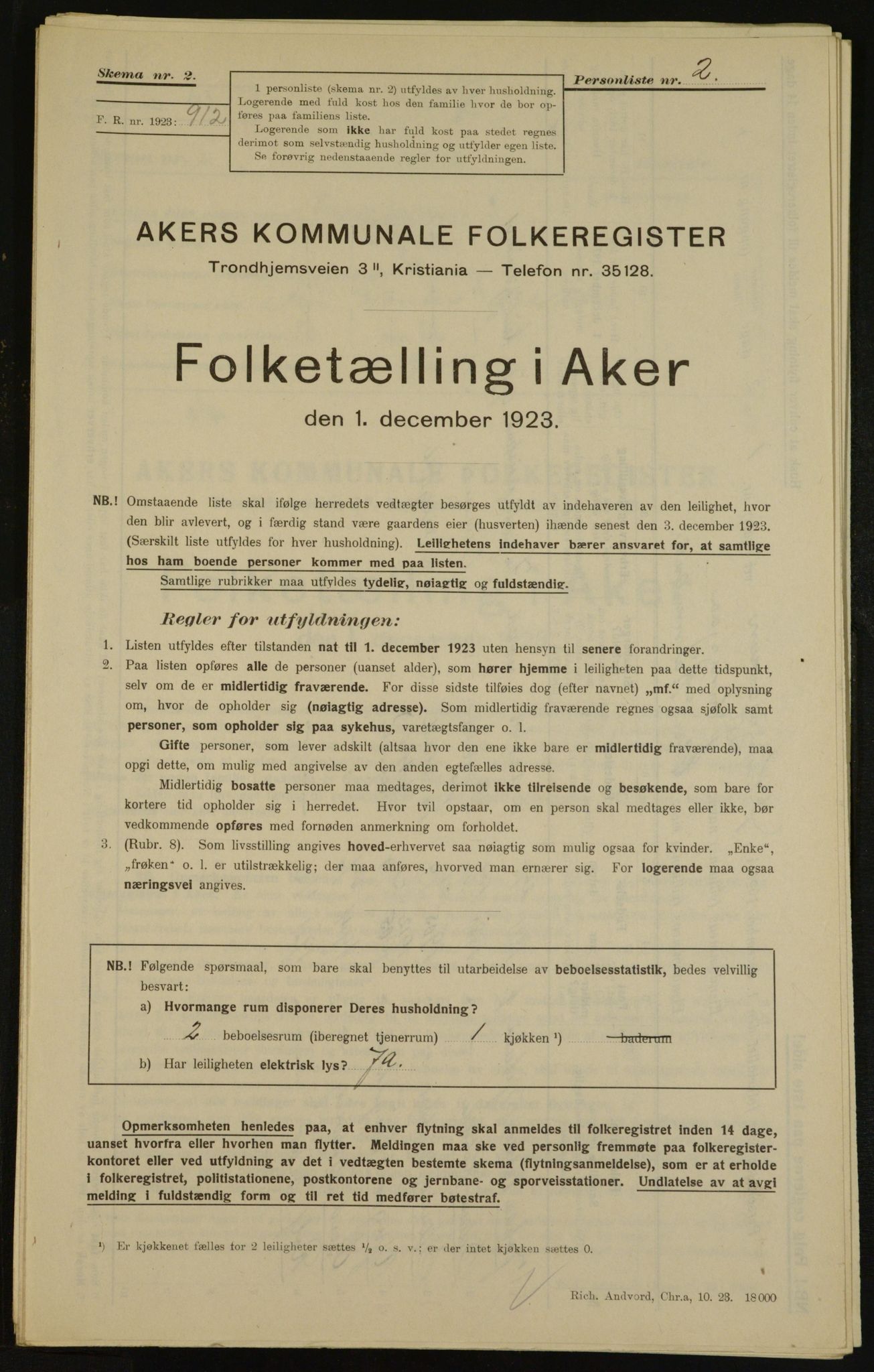 , Municipal Census 1923 for Aker, 1923, p. 28418