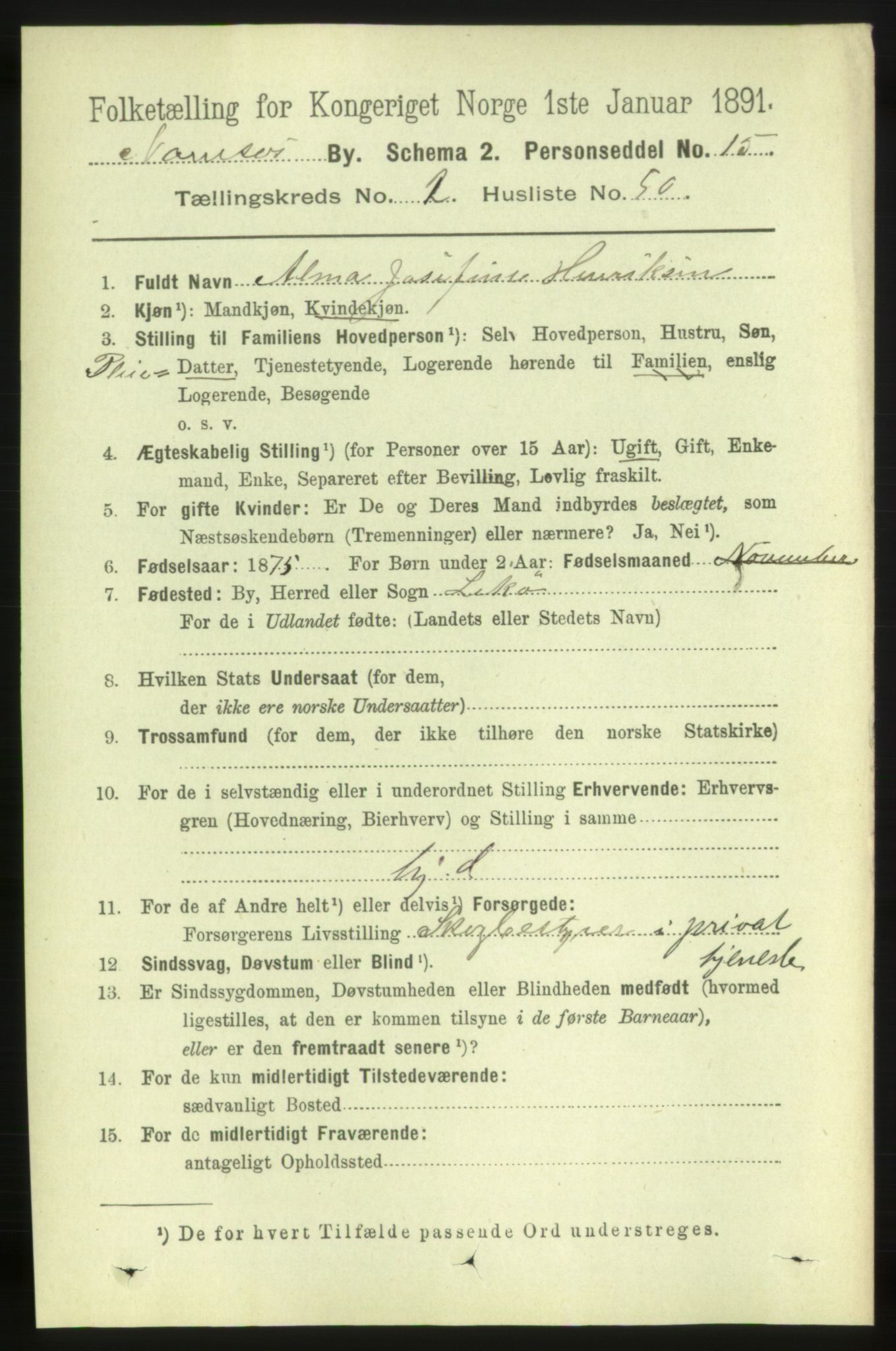 RA, 1891 census for 1703 Namsos, 1891, p. 1086