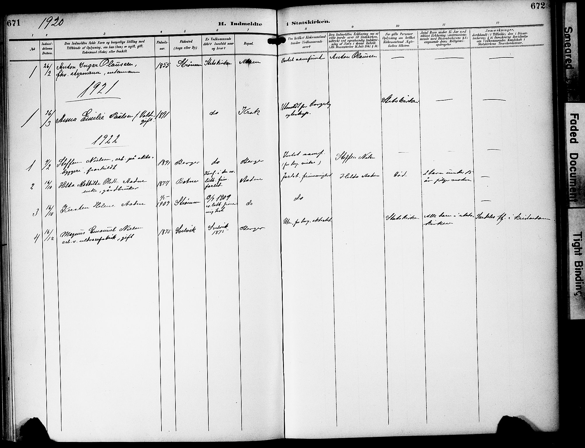Strømm kirkebøker, AV/SAKO-A-322/G/Ga/L0004: Parish register (copy) no. I 4, 1897-1927, p. 671-672