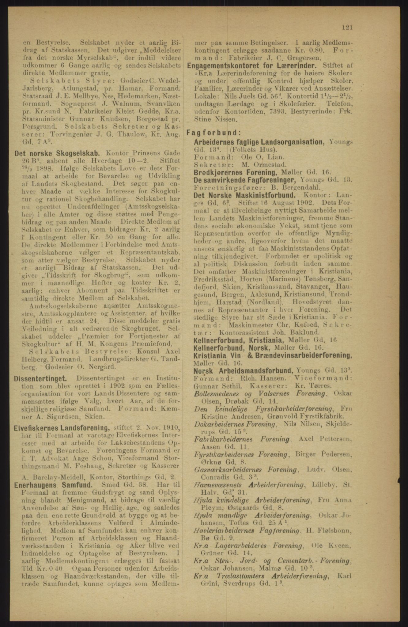 Kristiania/Oslo adressebok, PUBL/-, 1911, p. 121