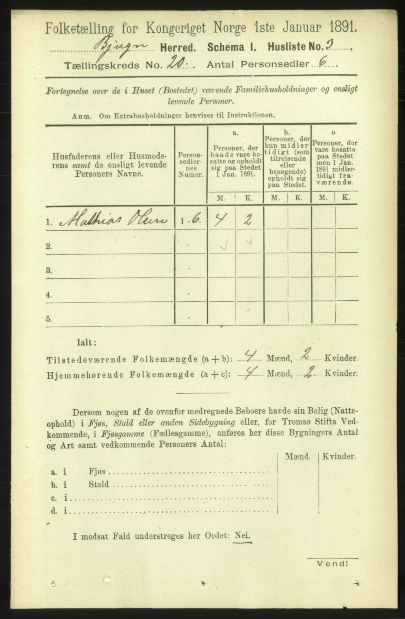 RA, 1891 census for 1627 Bjugn, 1891, p. 5347