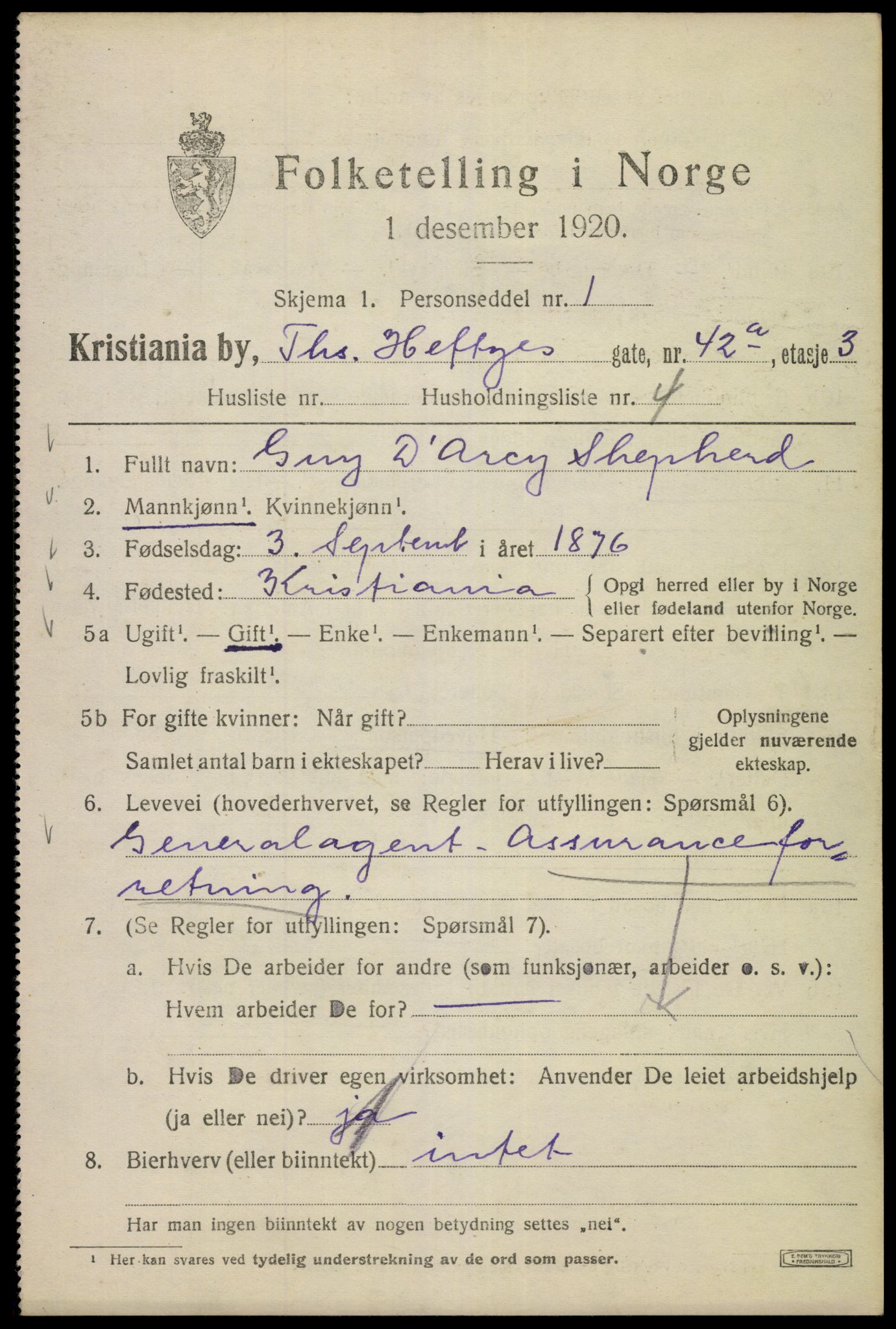 SAO, 1920 census for Kristiania, 1920, p. 571543