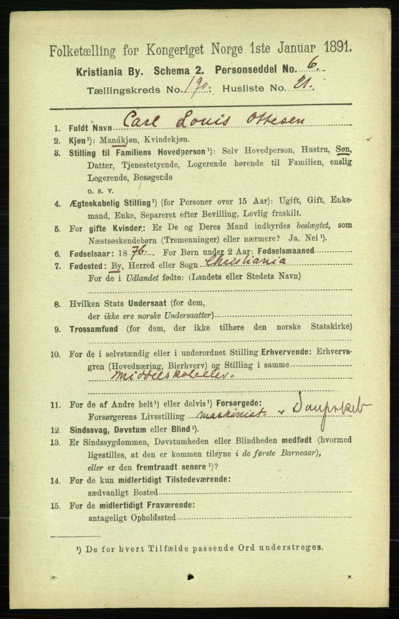 RA, 1891 census for 0301 Kristiania, 1891, p. 114348