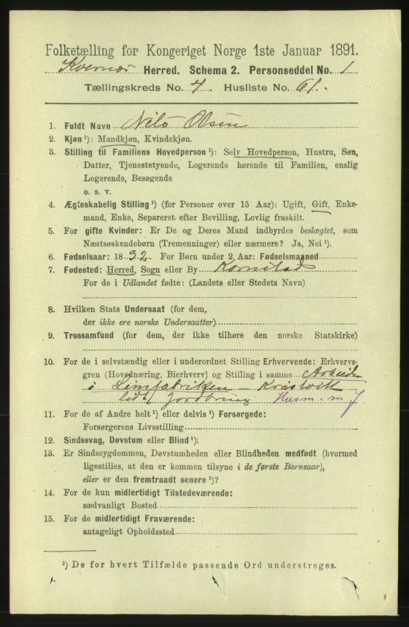 RA, 1891 census for 1553 Kvernes, 1891, p. 2246