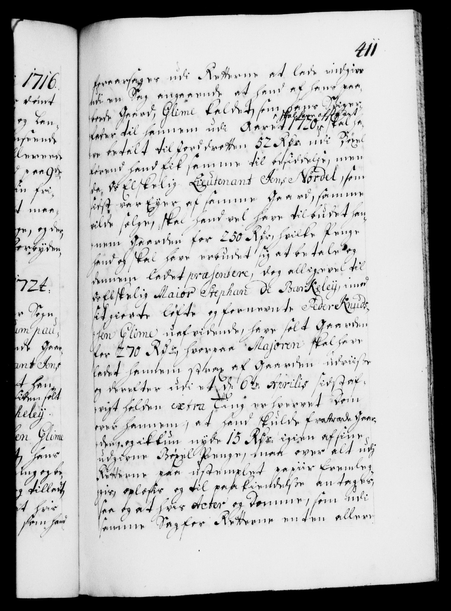 Danske Kanselli 1572-1799, AV/RA-EA-3023/F/Fc/Fca/Fcaa/L0024: Norske registre, 1723-1725, p. 411a