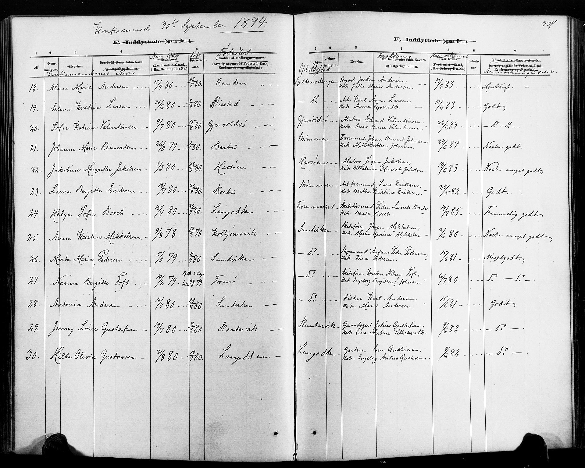 Hisøy sokneprestkontor, AV/SAK-1111-0020/F/Fa/L0003: Parish register (official) no. A 3, 1881-1894, p. 334