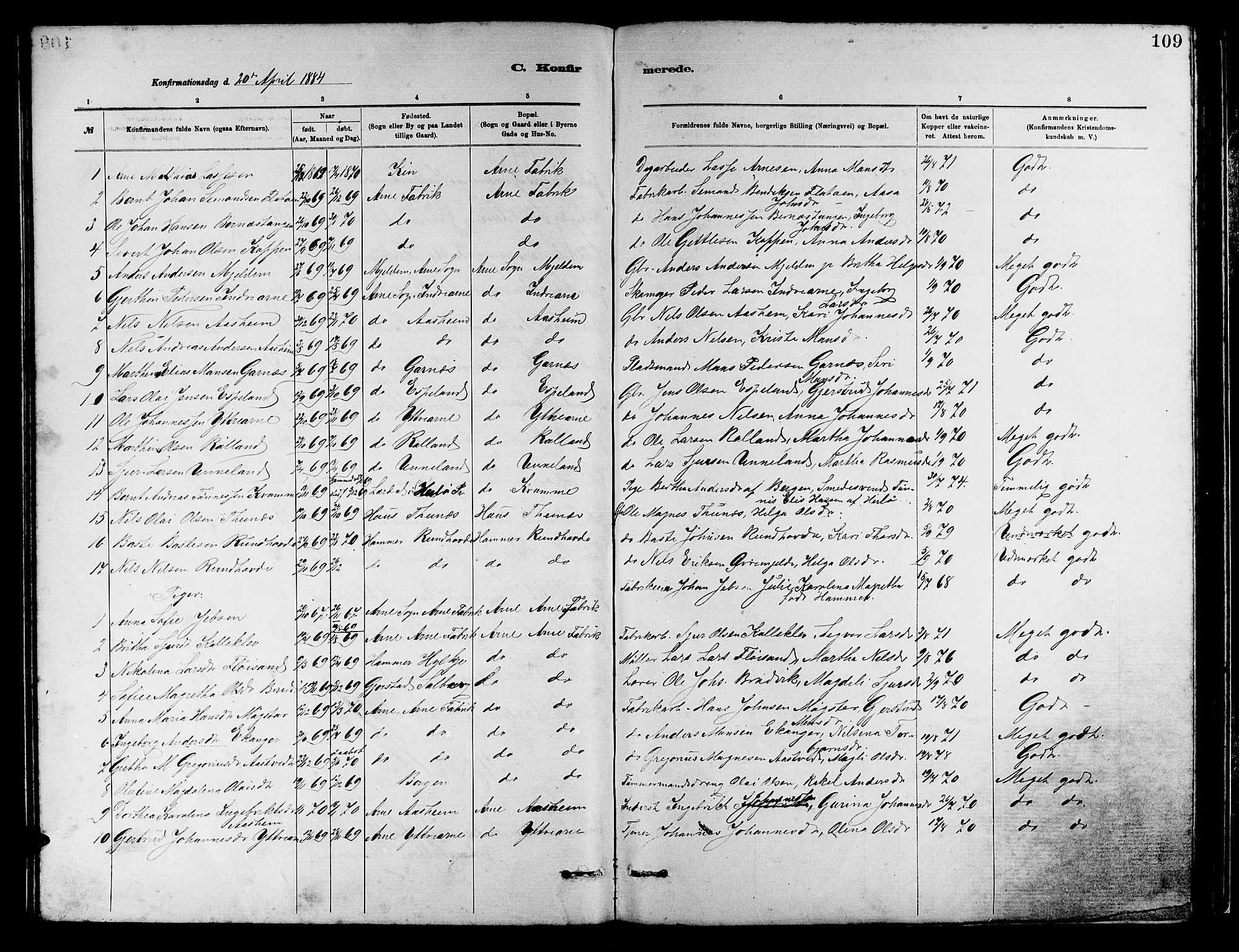 Arna Sokneprestembete, AV/SAB-A-74001/H/Ha/Hab: Parish register (copy) no. A 2, 1878-1887, p. 110