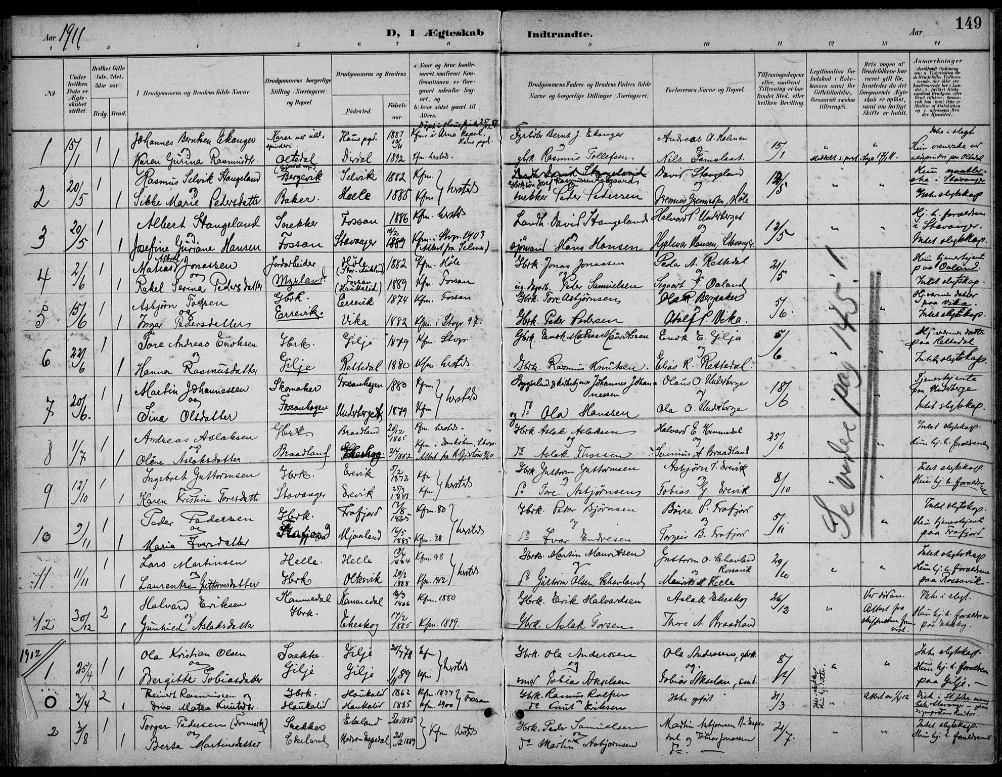 Høgsfjord sokneprestkontor, SAST/A-101624/H/Ha/Haa/L0007: Parish register (official) no. A 7, 1898-1917, p. 149
