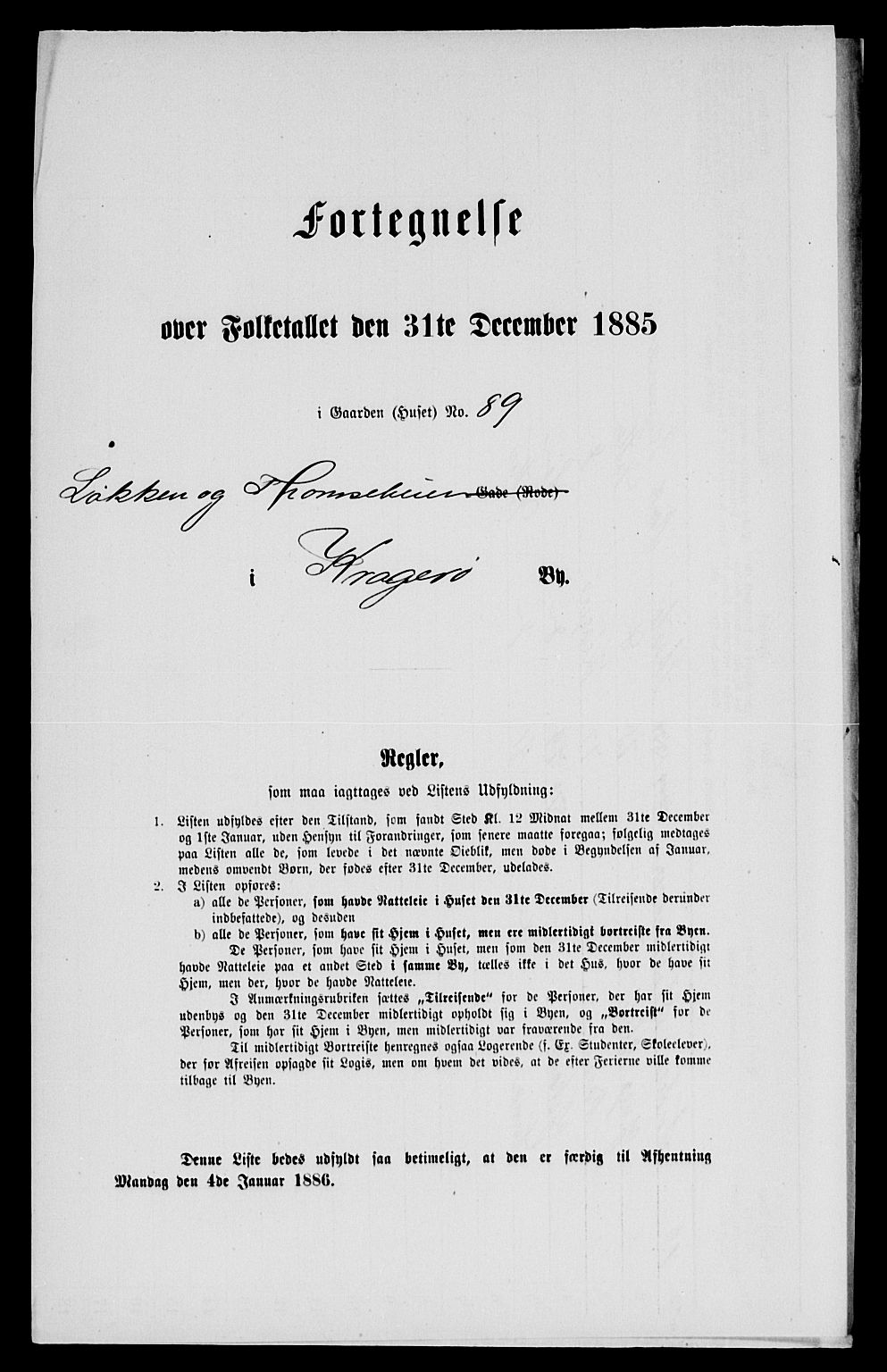 SAKO, 1885 census for 0801 Kragerø, 1885, p. 830