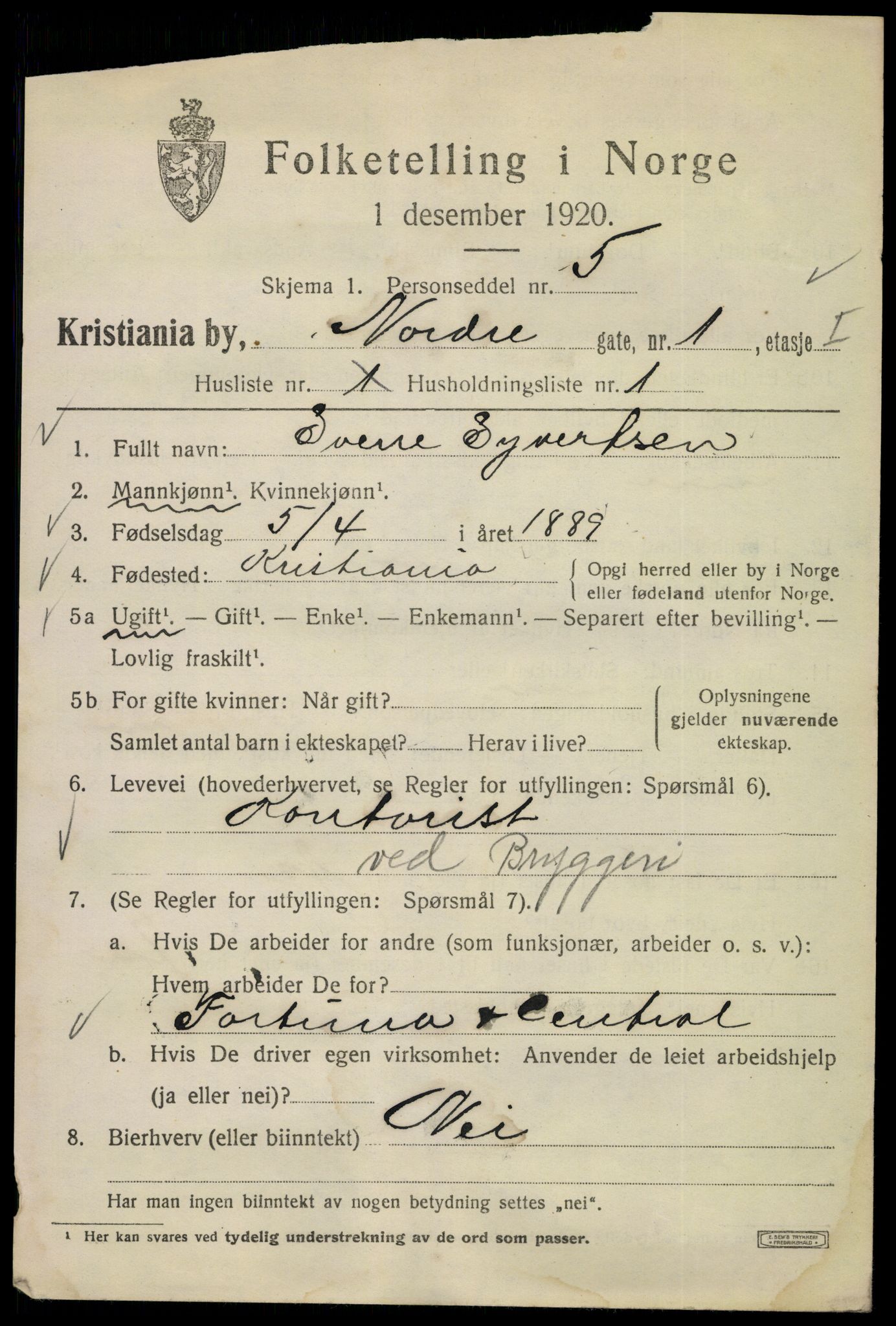 SAO, 1920 census for Kristiania, 1920, p. 424701