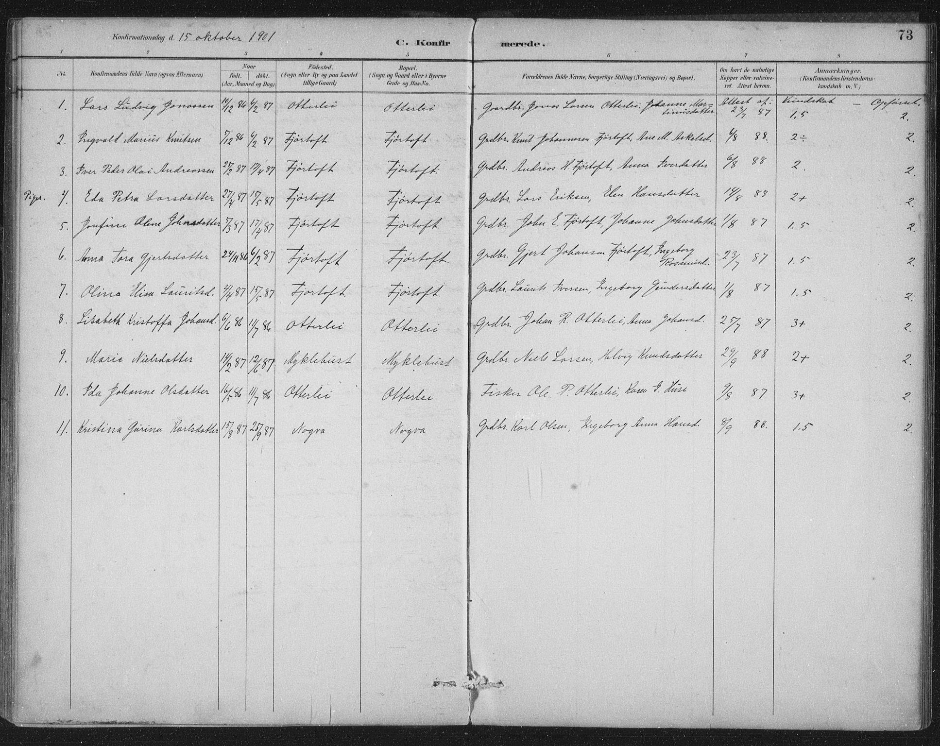 Ministerialprotokoller, klokkerbøker og fødselsregistre - Møre og Romsdal, AV/SAT-A-1454/538/L0522: Parish register (official) no. 538A01, 1884-1913, p. 73