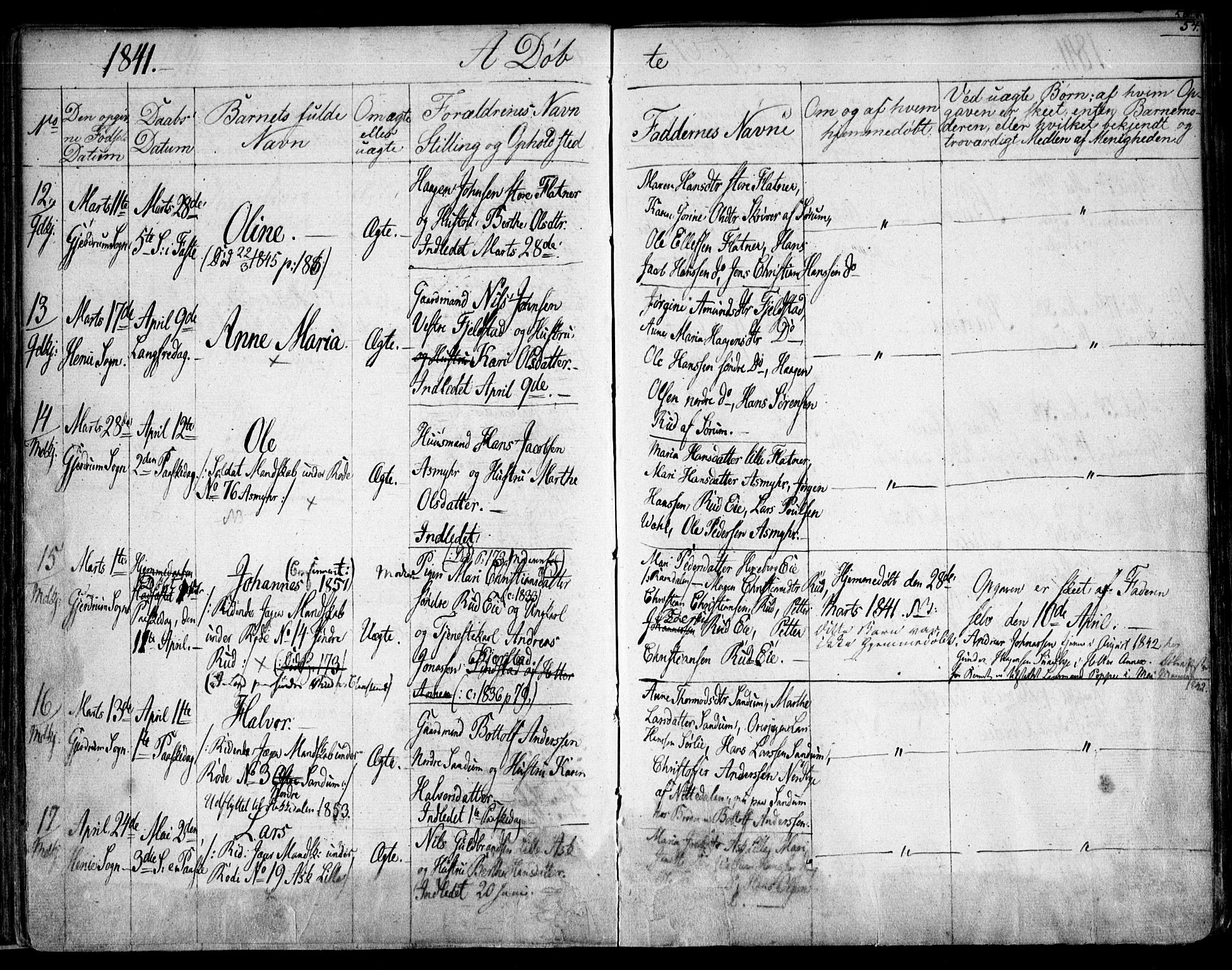 Gjerdrum prestekontor Kirkebøker, SAO/A-10412b/F/Fa/L0005: Parish register (official) no. I 5, 1835-1845, p. 54