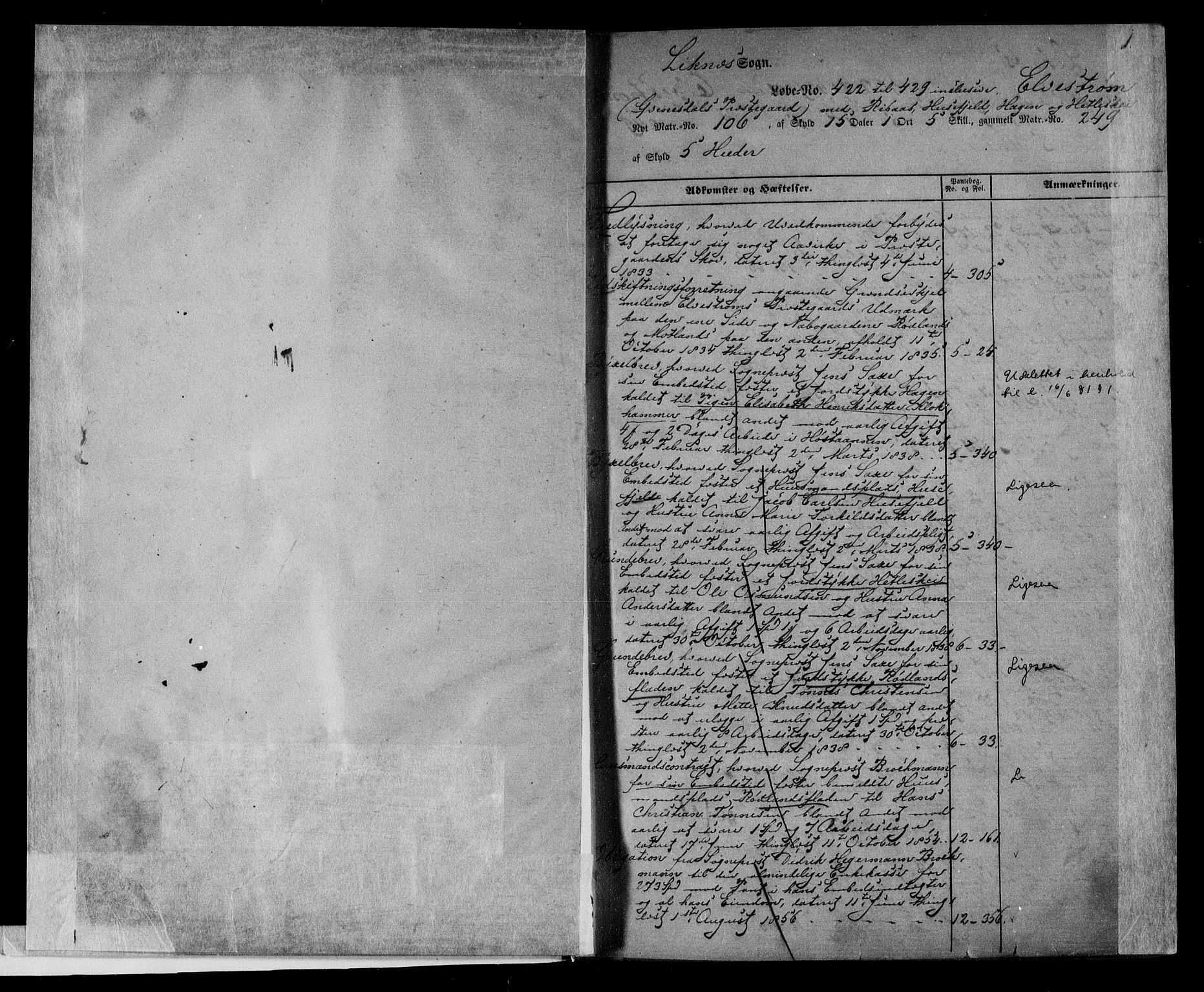 Flekkefjord sorenskriveri, SAK/1221-0001/G/Ga/L0007: Mortgage register no. 7, 1810-1910, p. 1