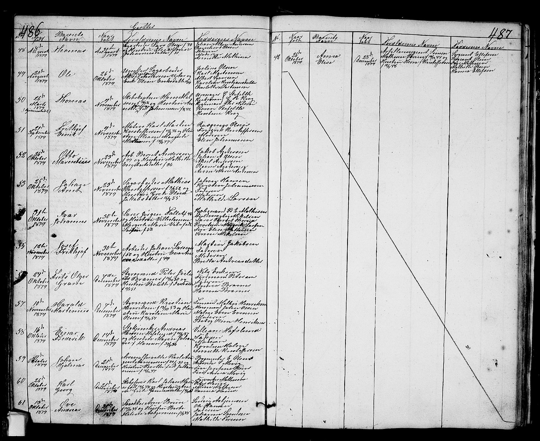 Fredrikstad prestekontor Kirkebøker, SAO/A-11082/G/Ga/L0001: Parish register (copy) no. 1, 1824-1879, p. 486-487