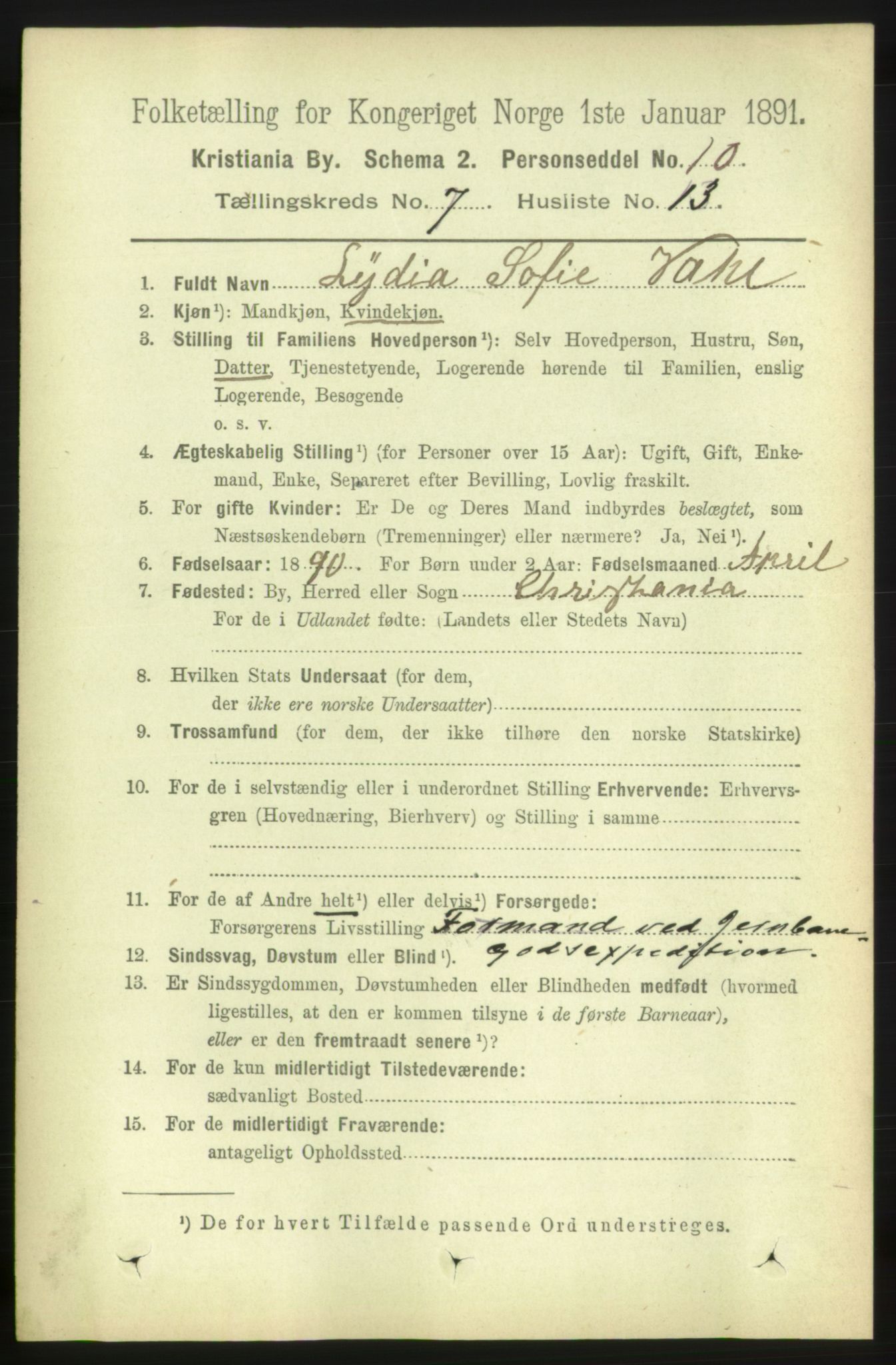 RA, 1891 census for 0301 Kristiania, 1891, p. 2923