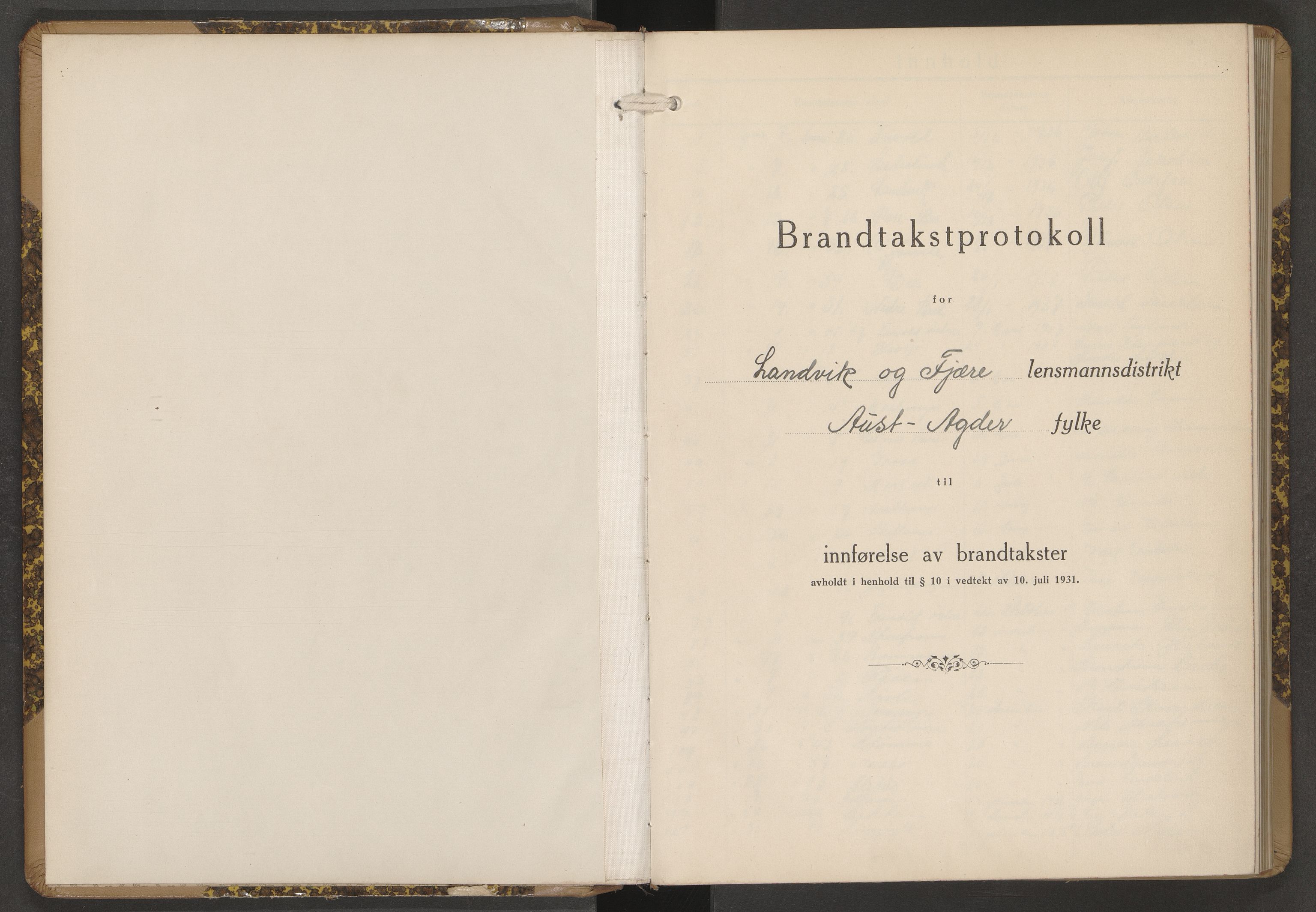 Norges Brannkasse Landvik og Fjære, AV/SAK-2241-0032/F/Fa/L0022: Branntakstprotokoll nr. 22, 1936-1944