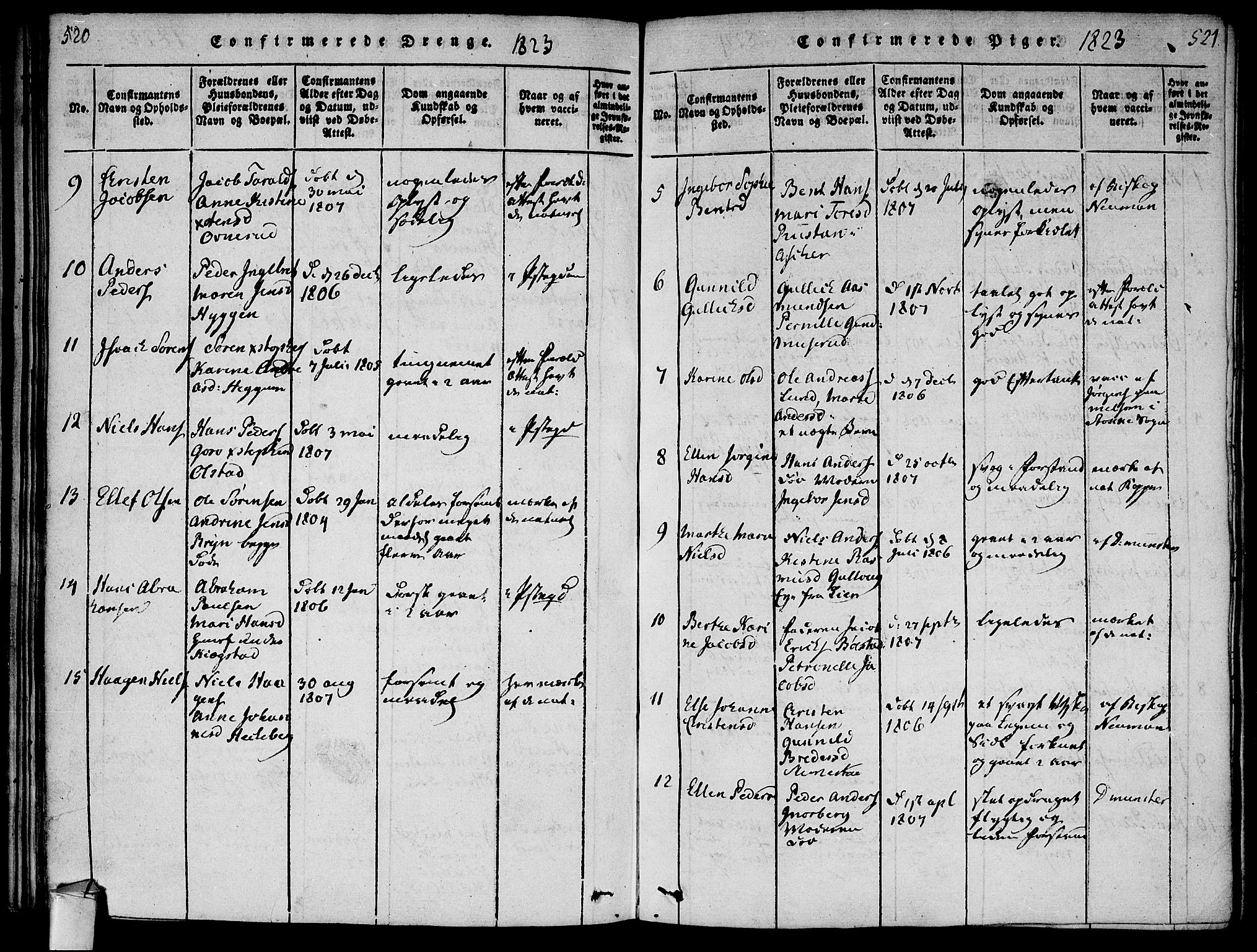 Røyken kirkebøker, AV/SAKO-A-241/F/Fa/L0004: Parish register (official) no. 4, 1814-1832, p. 520-521