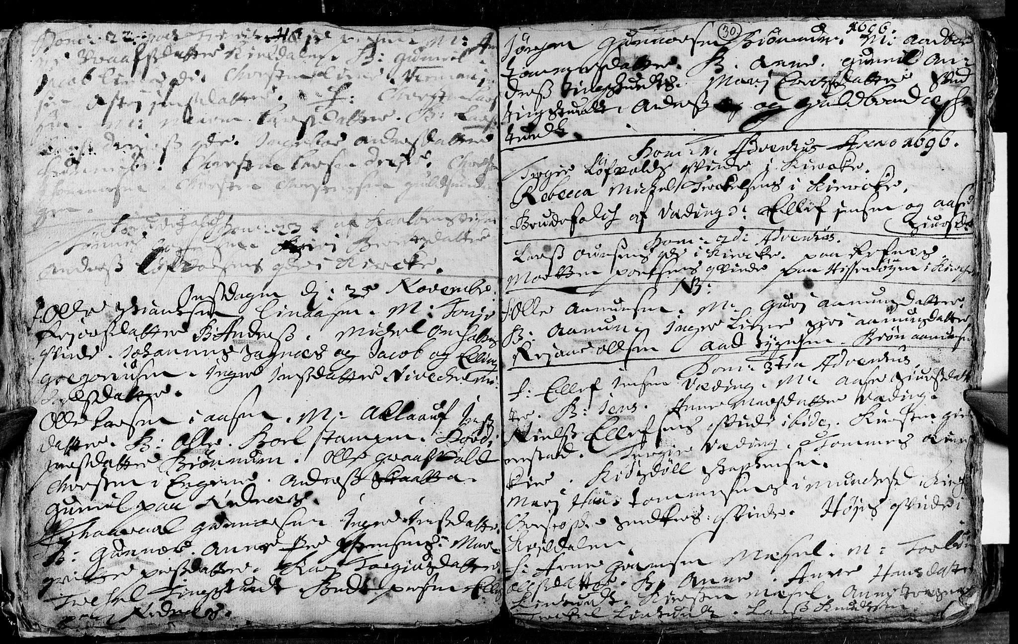 Øyestad sokneprestkontor, AV/SAK-1111-0049/F/Fa/L0002: Parish register (official) no. A 2, 1692-1722, p. 30