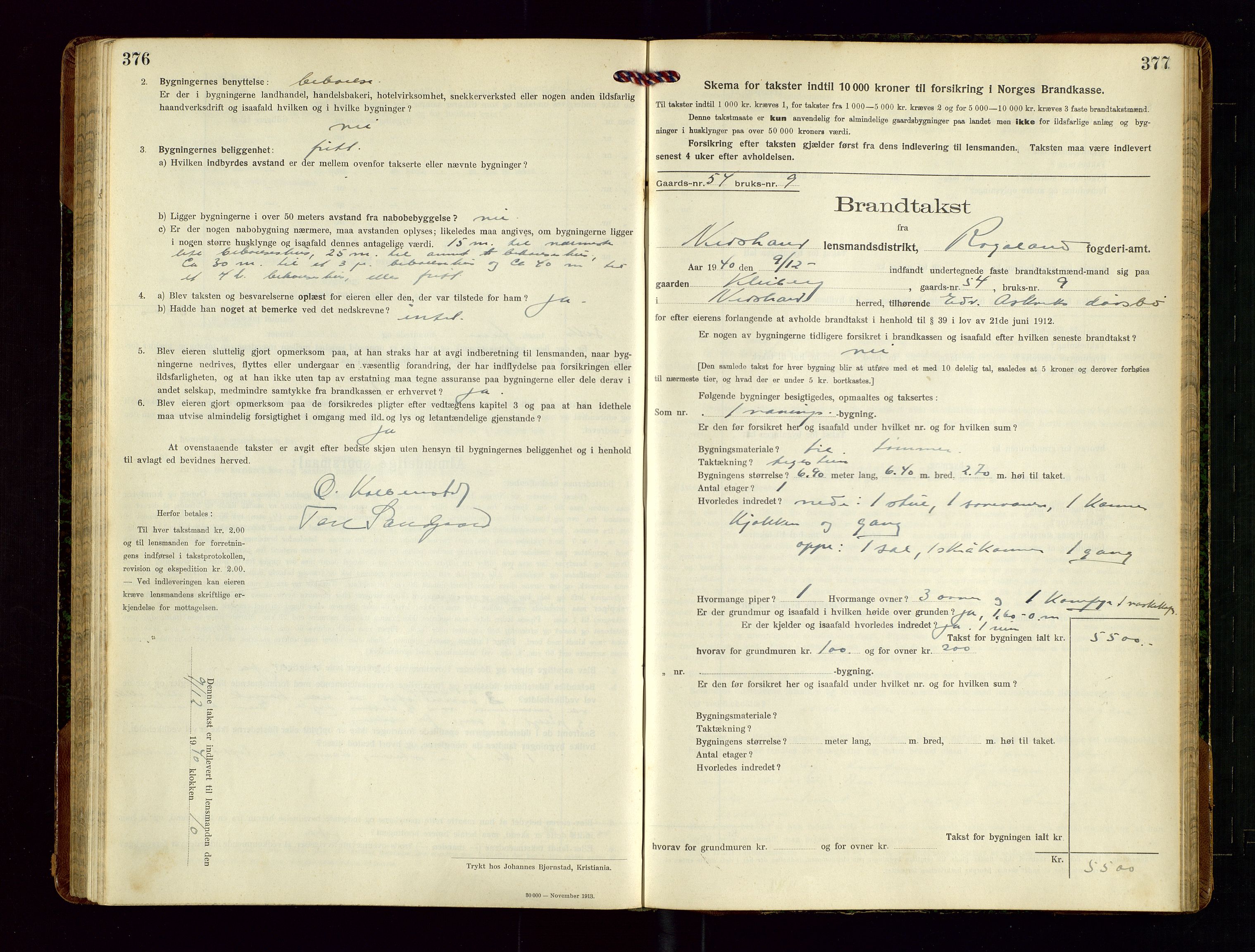 Nedstrand lensmannskontor, AV/SAST-A-100236/Gob/L0002: "Brandtakstprotokol for Nerstrand lensmandsdistrikt Rogaland Fylke", 1916-1949, p. 376-377