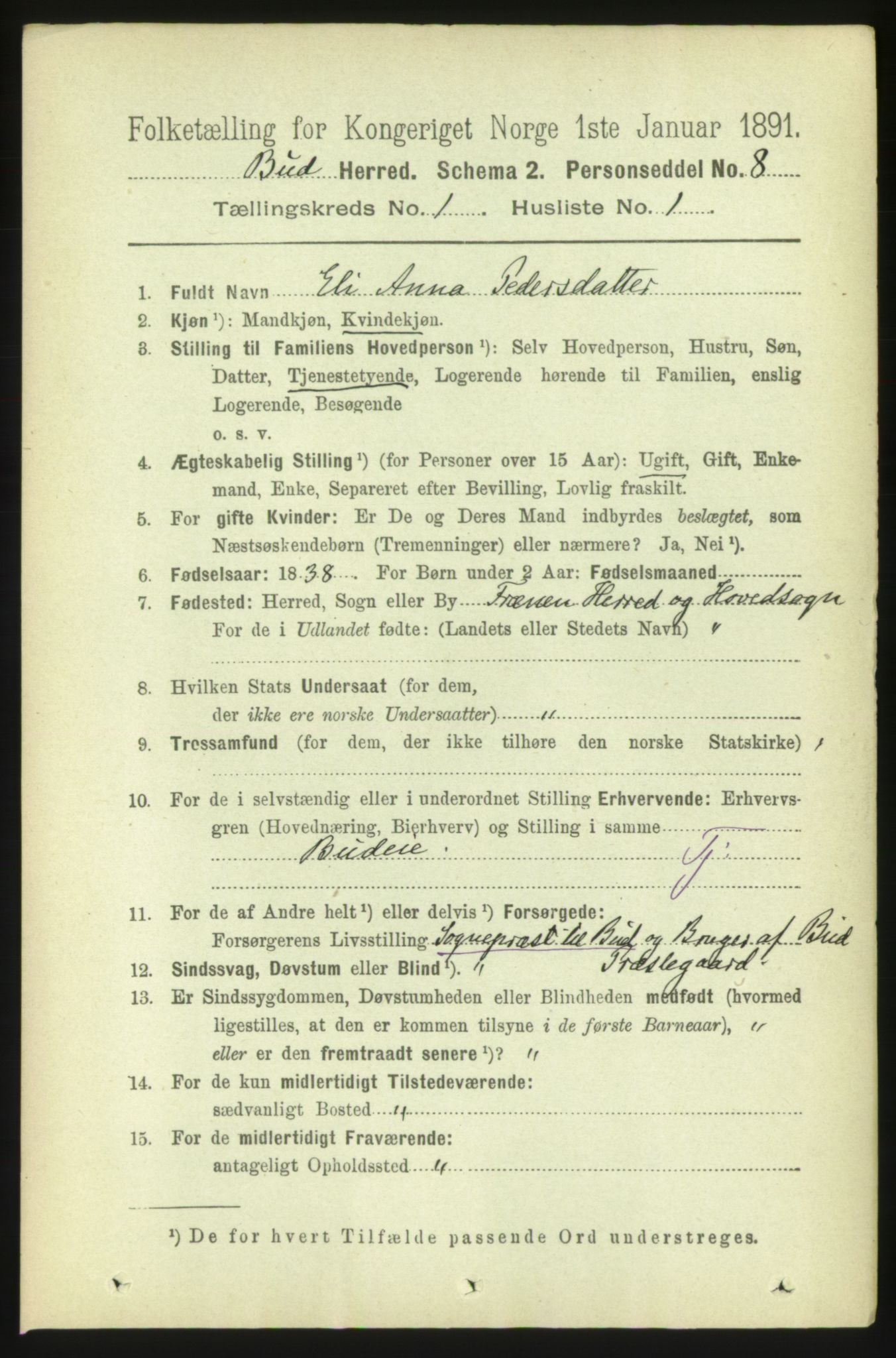 RA, 1891 census for 1549 Bud, 1891, p. 122