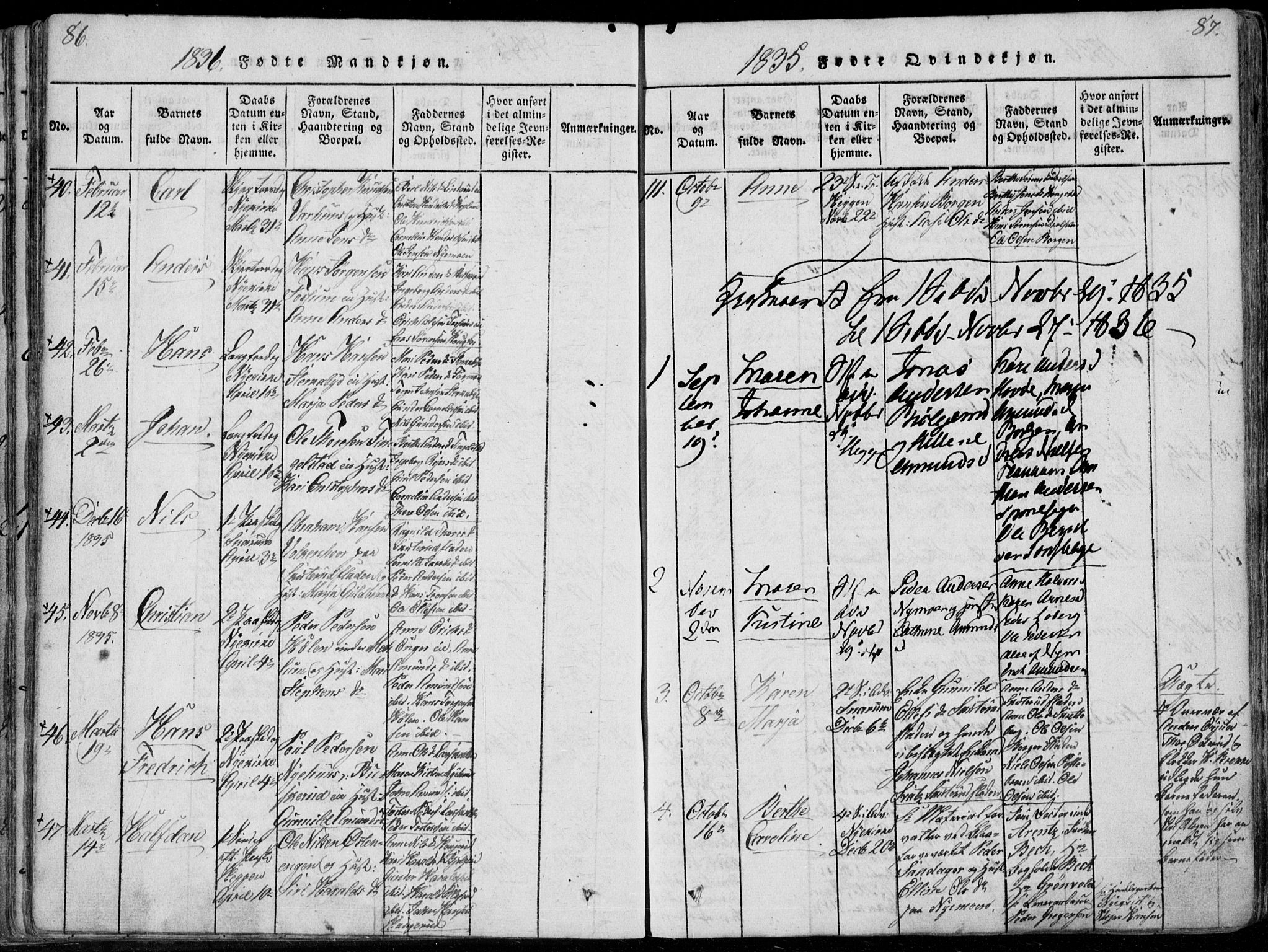 Modum kirkebøker, SAKO/A-234/F/Fa/L0006: Parish register (official) no. 6, 1832-1841, p. 86-87