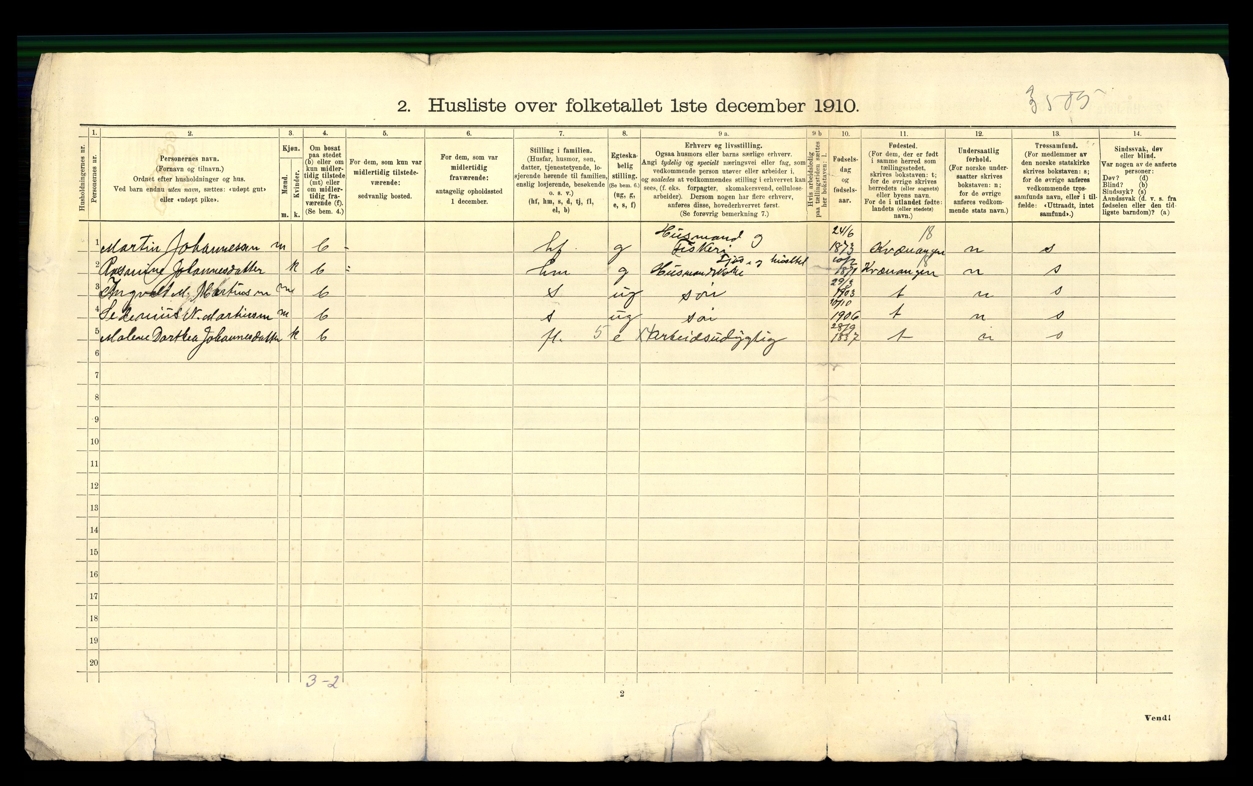 RA, 1910 census for Skjervøy, 1910, p. 42