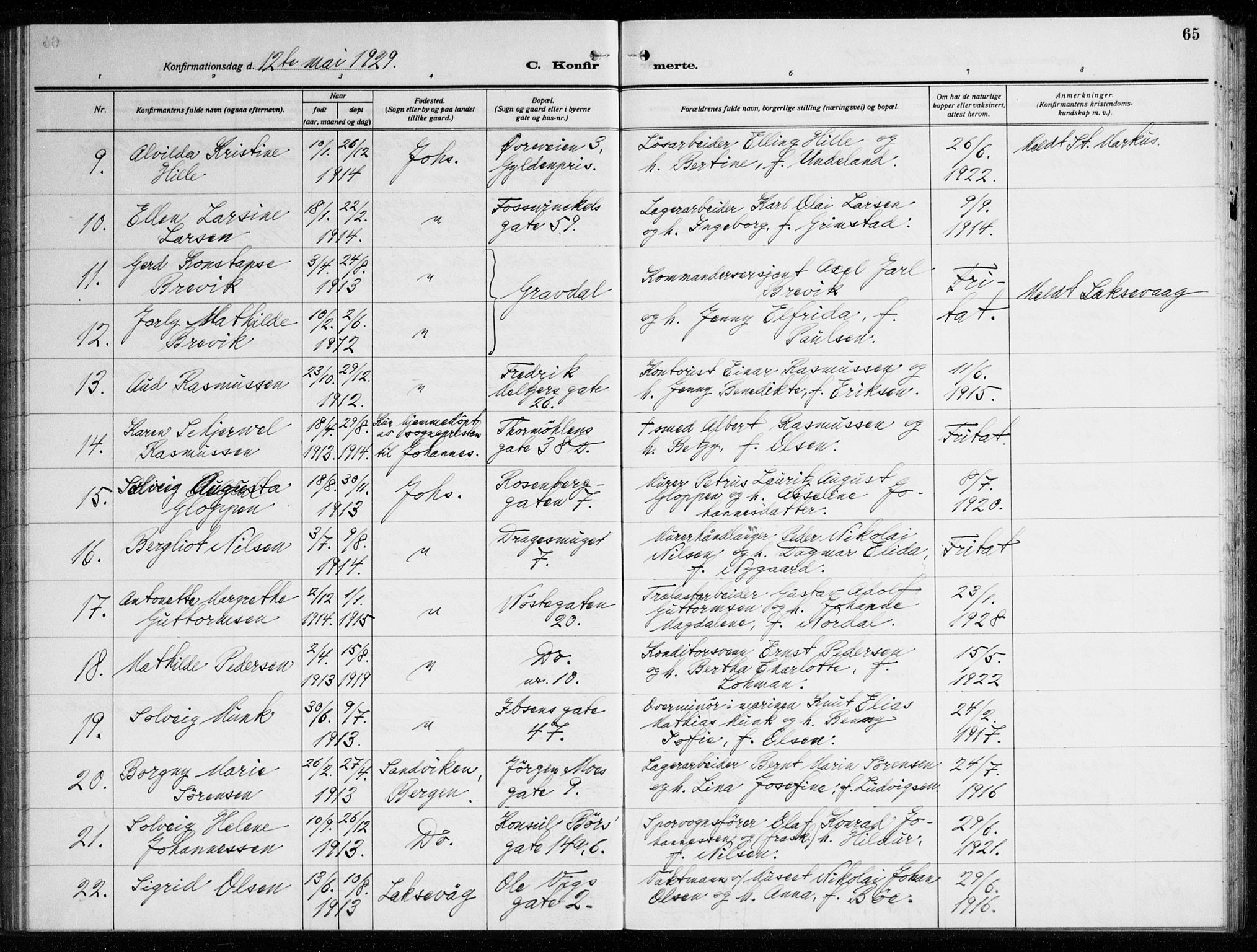 Johanneskirken sokneprestembete, AV/SAB-A-76001/H/Haa/L0010: Parish register (official) no. C 3, 1925-1935, p. 65