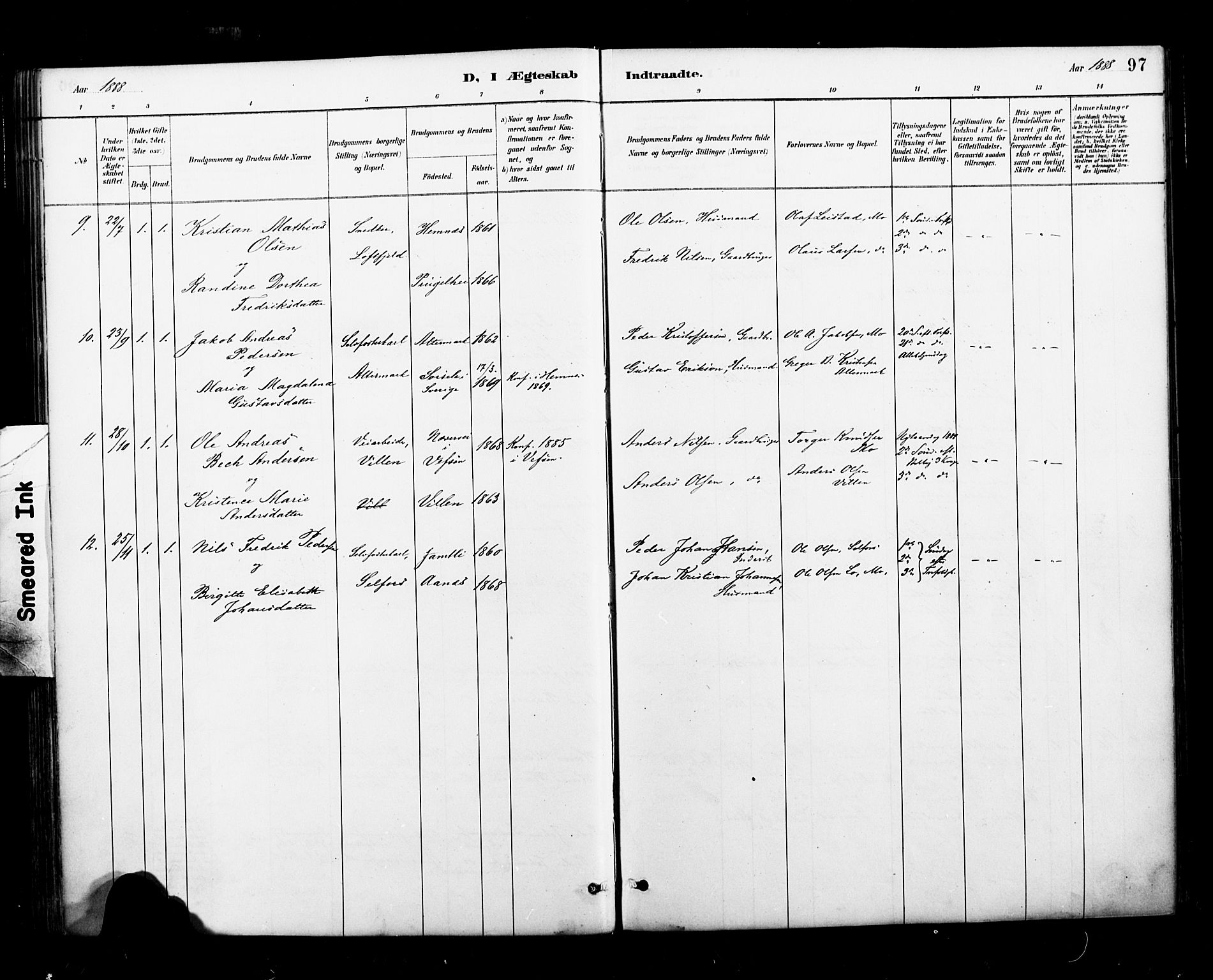 Ministerialprotokoller, klokkerbøker og fødselsregistre - Nordland, AV/SAT-A-1459/827/L0401: Parish register (official) no. 827A13, 1887-1905, p. 97