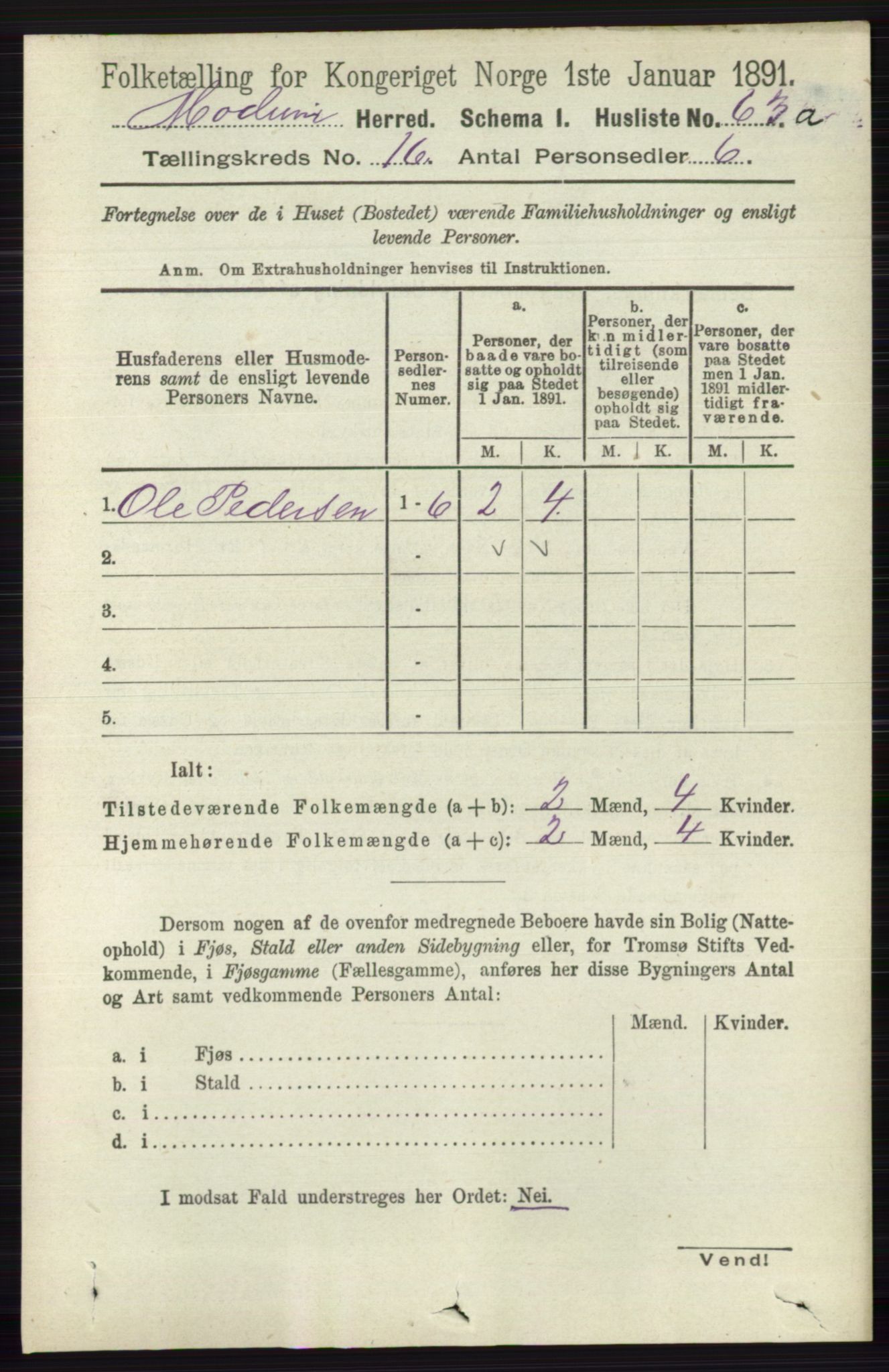 RA, 1891 census for 0623 Modum, 1891, p. 6178