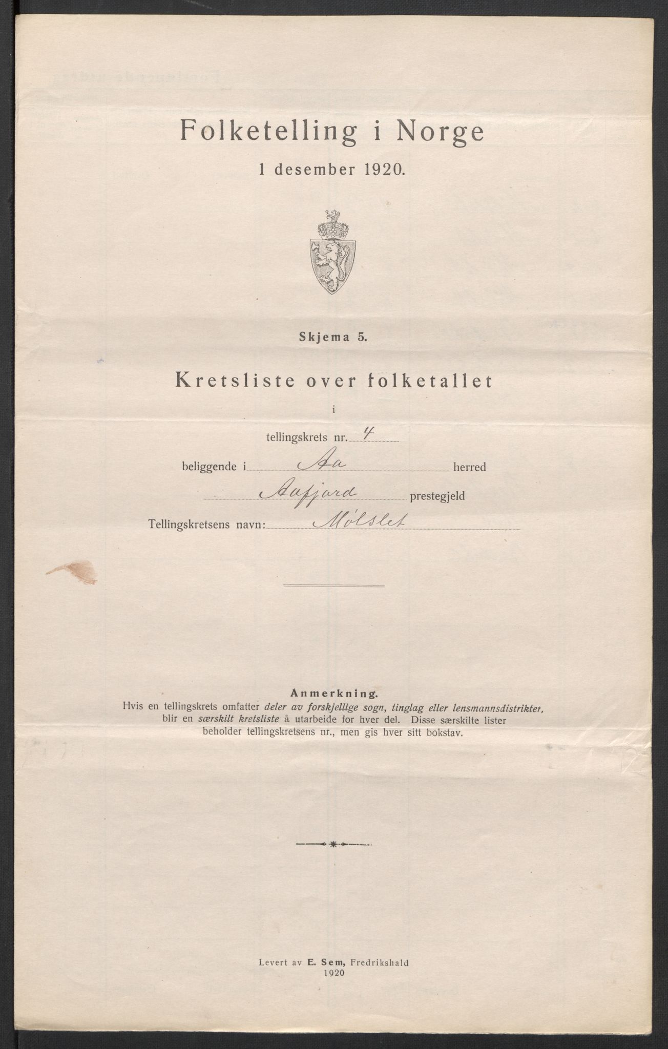 SAT, 1920 census for Å, 1920, p. 17