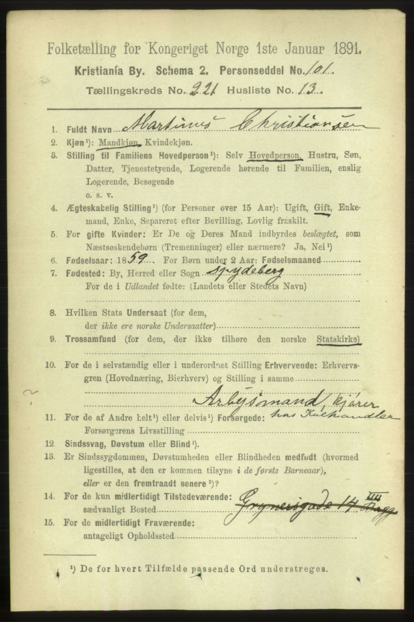 RA, 1891 census for 0301 Kristiania, 1891, p. 132844