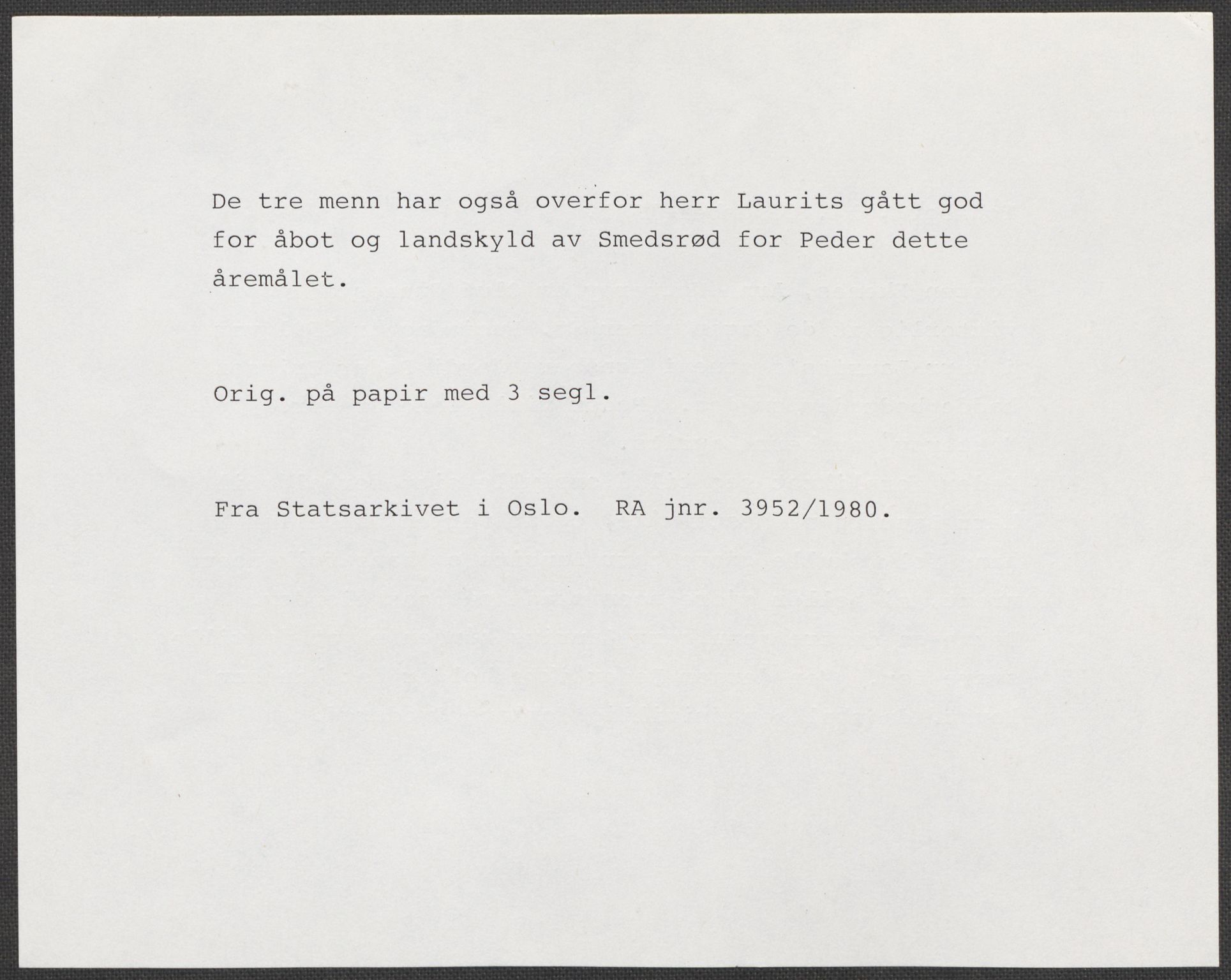 Riksarkivets diplomsamling, RA/EA-5965/F15/L0022: Prestearkiv - Vestfold, 1573-1670, p. 111