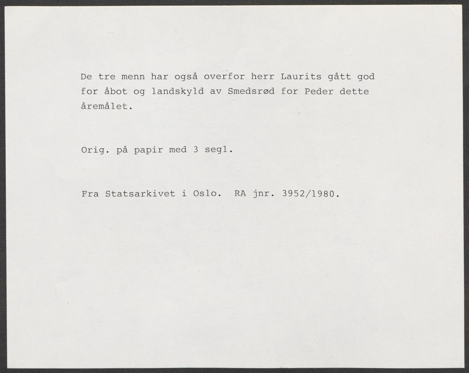 Riksarkivets diplomsamling, AV/RA-EA-5965/F15/L0022: Prestearkiv - Vestfold, 1573-1670, p. 111