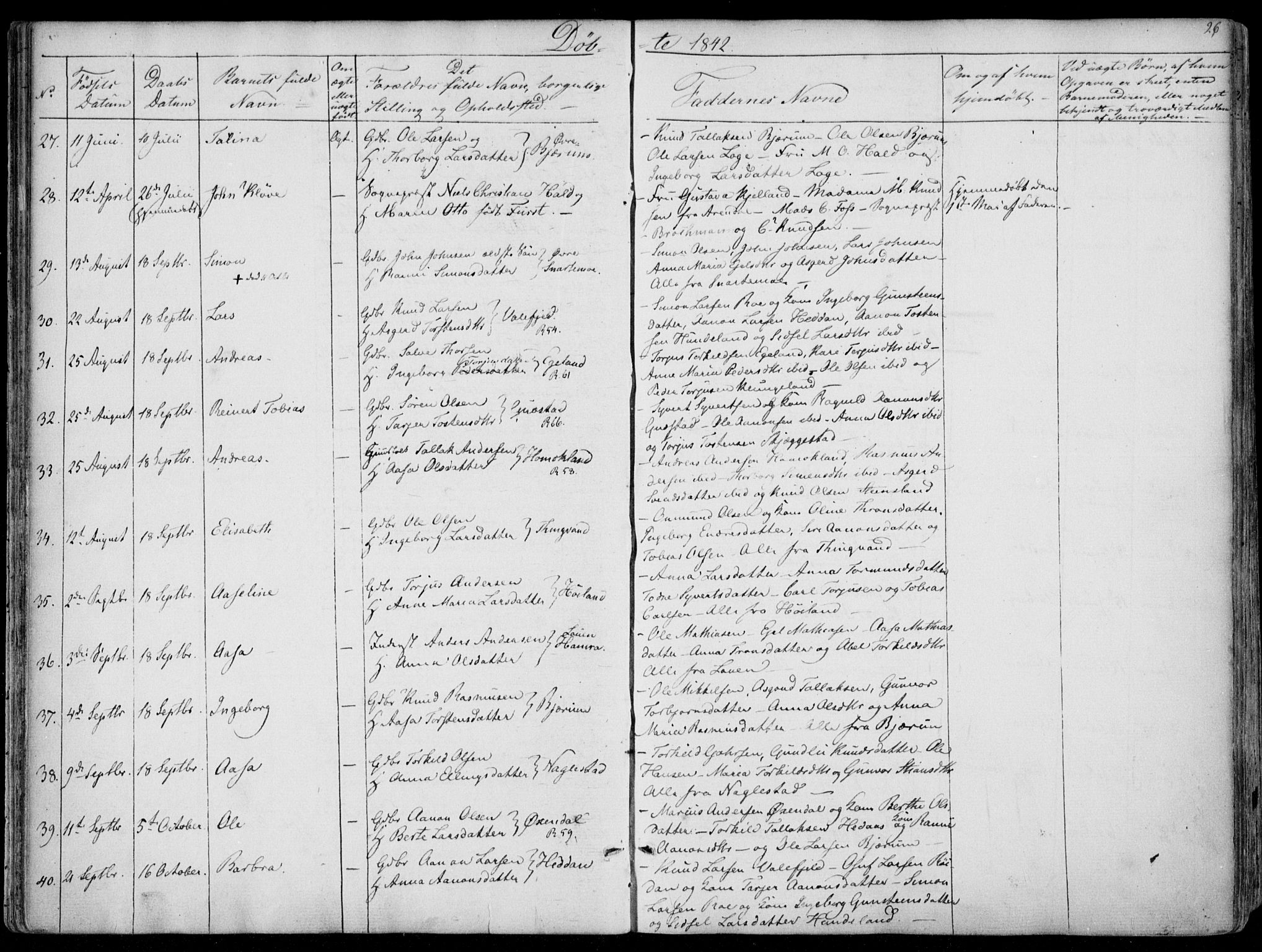 Hægebostad sokneprestkontor, SAK/1111-0024/F/Fa/Faa/L0004: Parish register (official) no. A 4, 1834-1864, p. 26