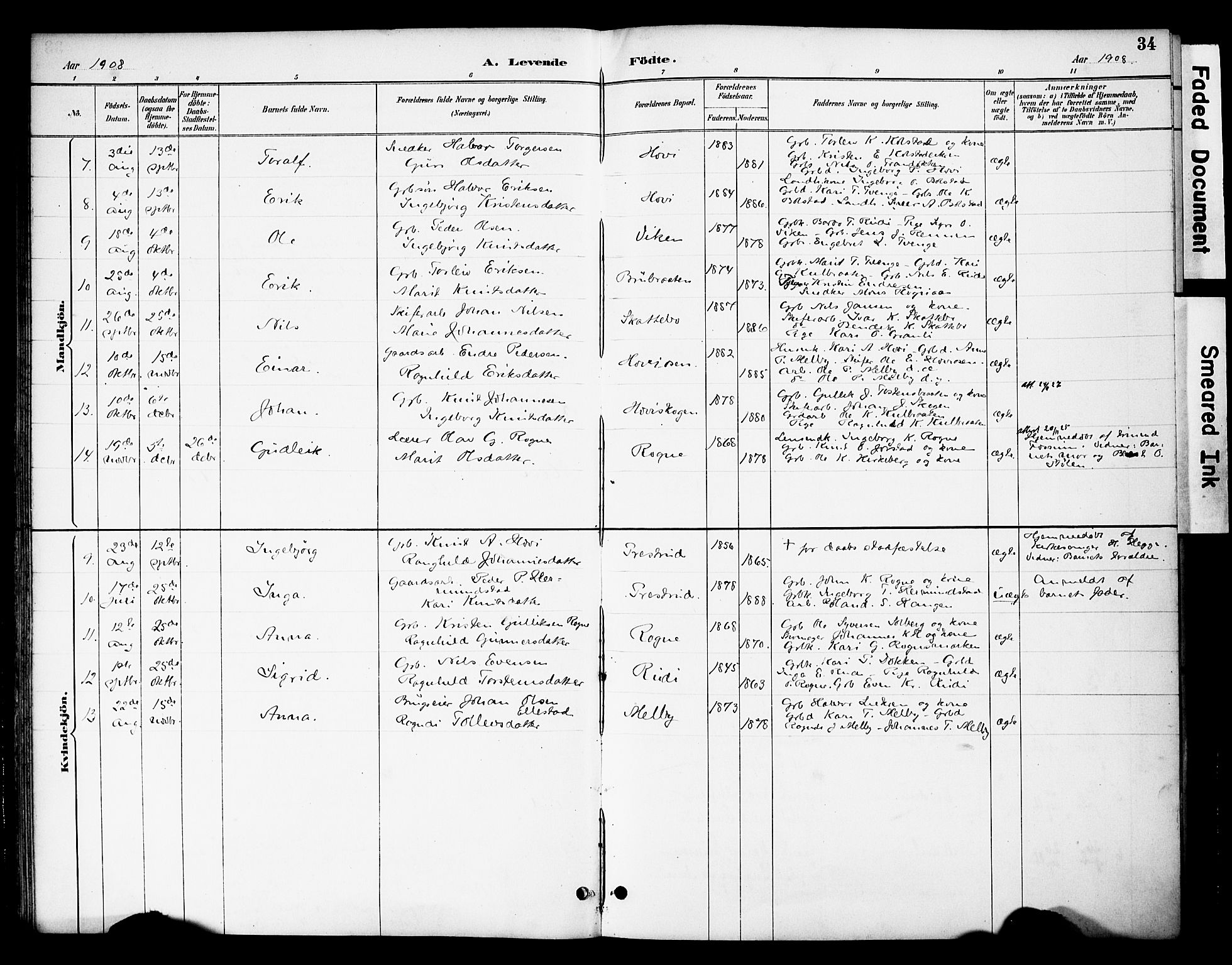 Øystre Slidre prestekontor, AV/SAH-PREST-138/H/Ha/Haa/L0003: Parish register (official) no. 3, 1887-1910, p. 34