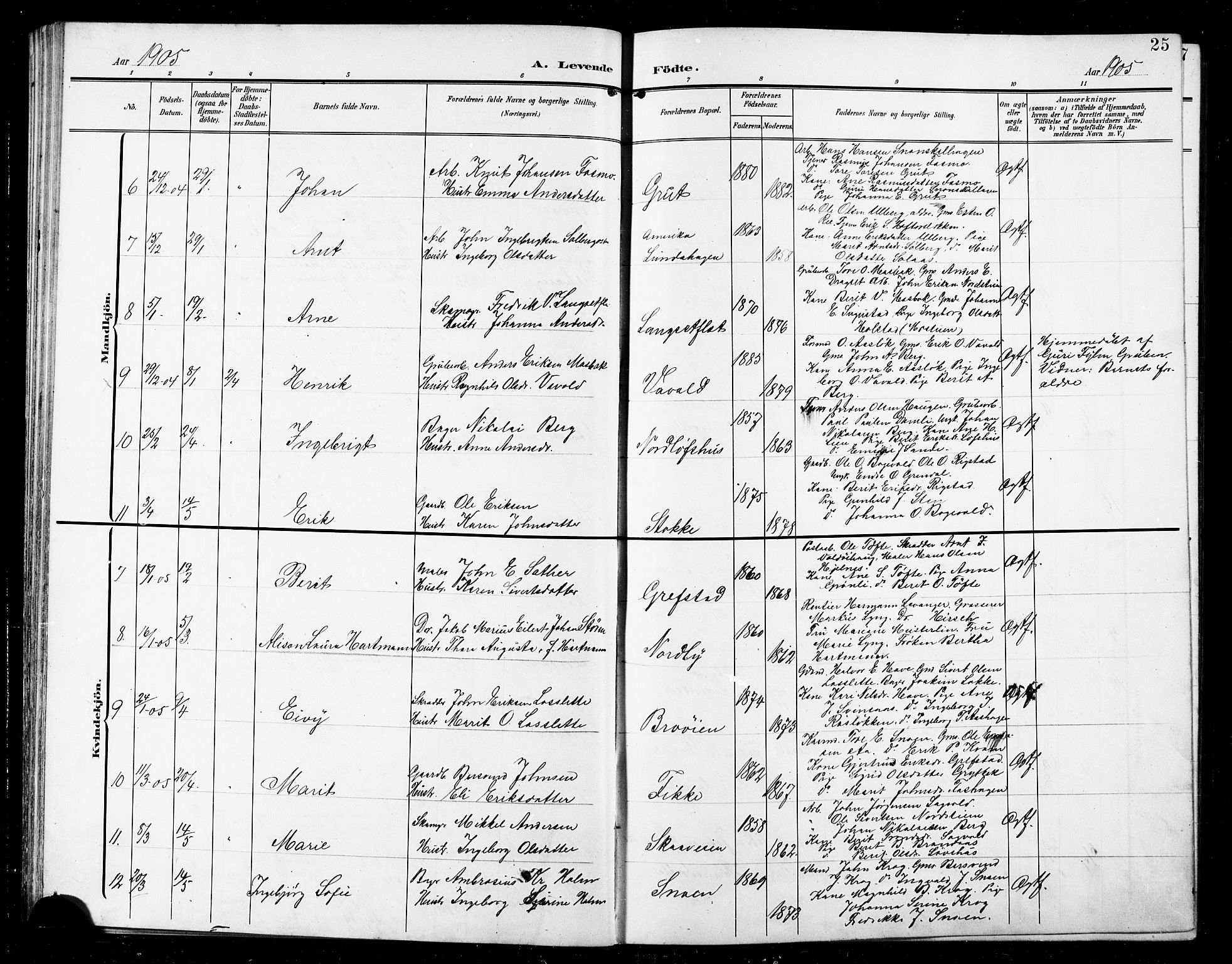 Ministerialprotokoller, klokkerbøker og fødselsregistre - Sør-Trøndelag, SAT/A-1456/672/L0864: Parish register (copy) no. 672C03, 1902-1914, p. 25