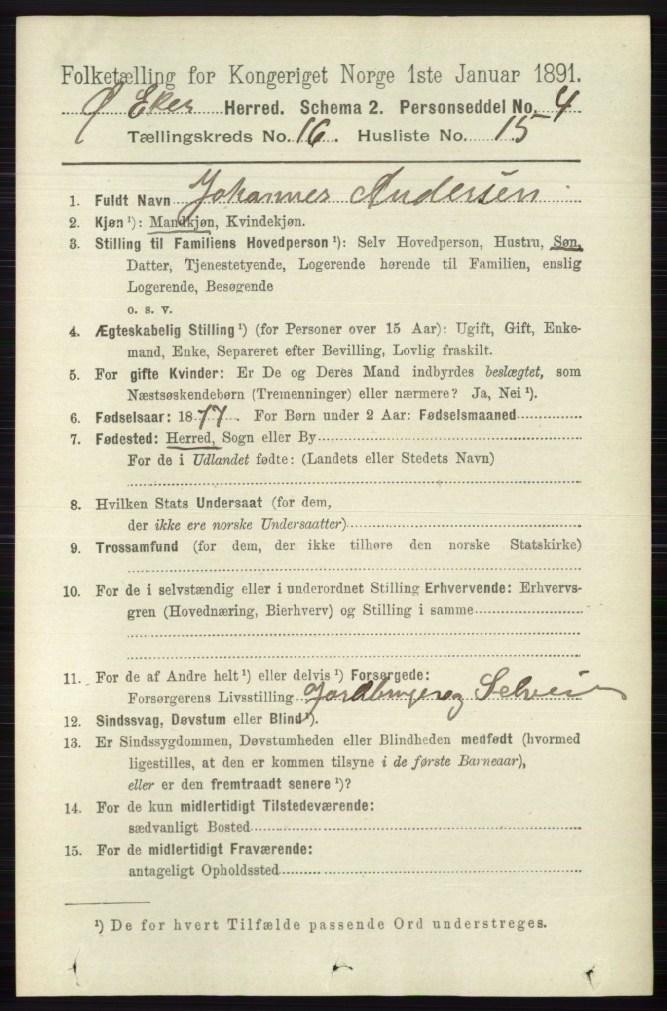 RA, 1891 census for 0624 Øvre Eiker, 1891, p. 7714