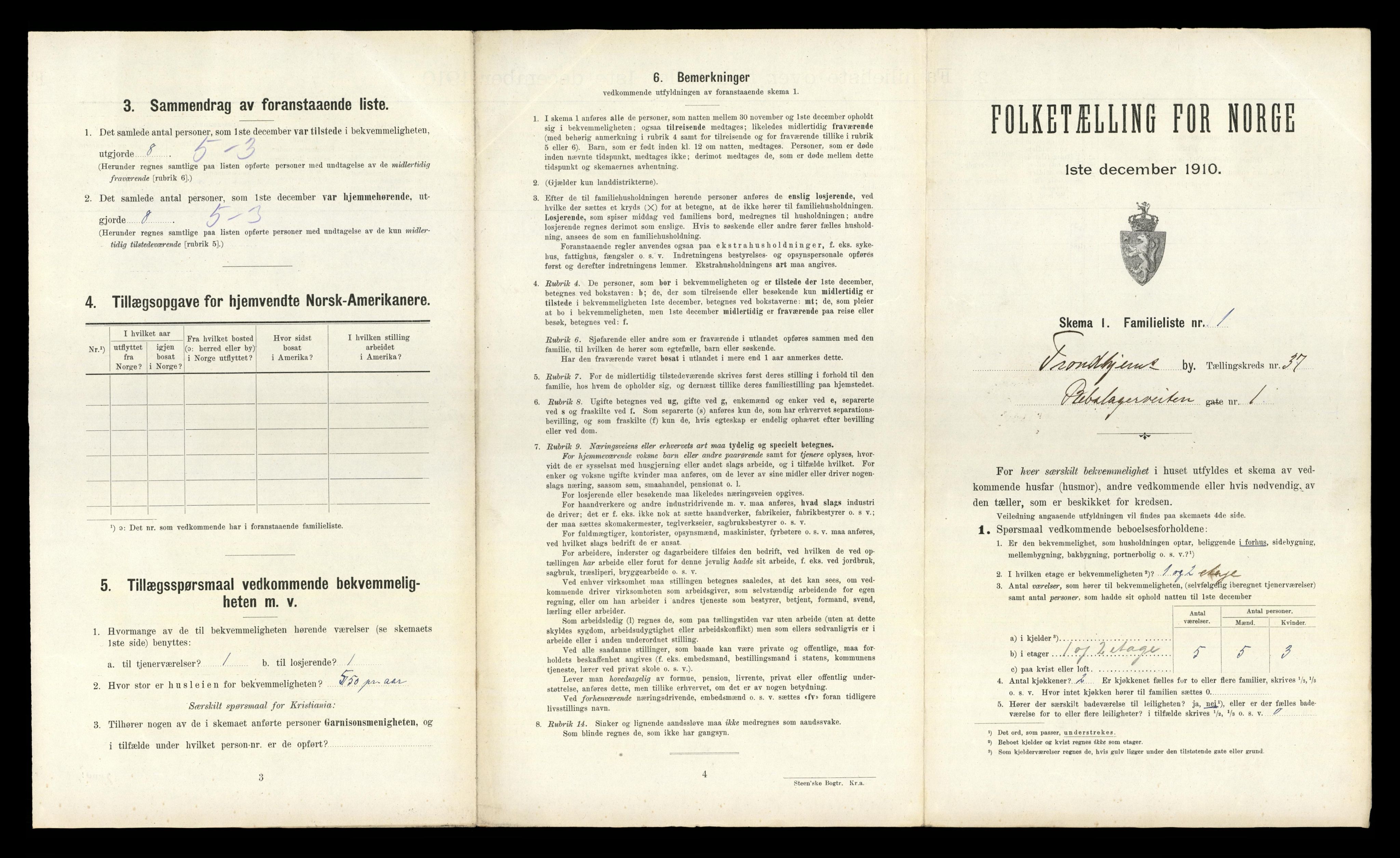 RA, 1910 census for Trondheim, 1910, p. 10117