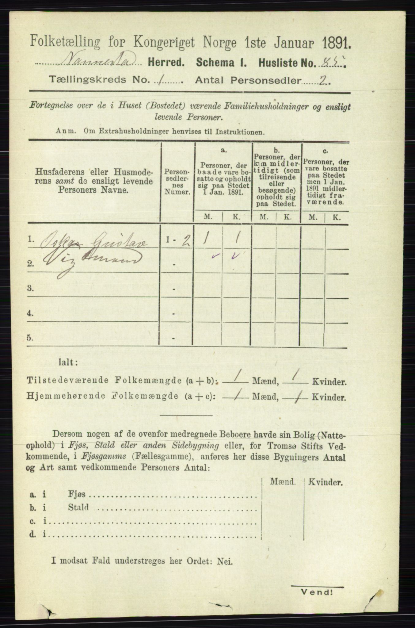 RA, 1891 census for 0238 Nannestad, 1891, p. 115