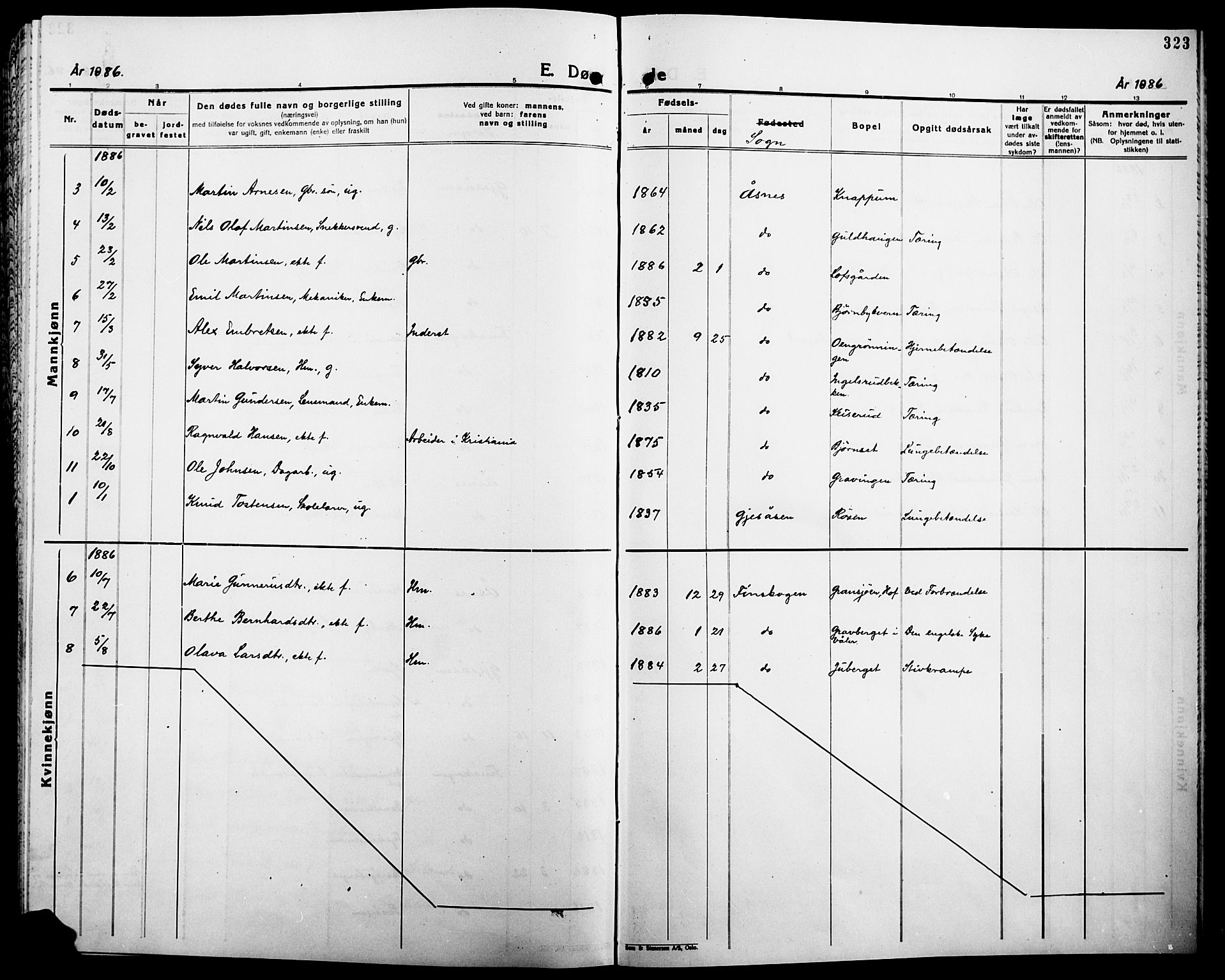 Åsnes prestekontor, AV/SAH-PREST-042/H/Ha/Haa/L0000B: Parish register (official), 1870-1889, p. 323